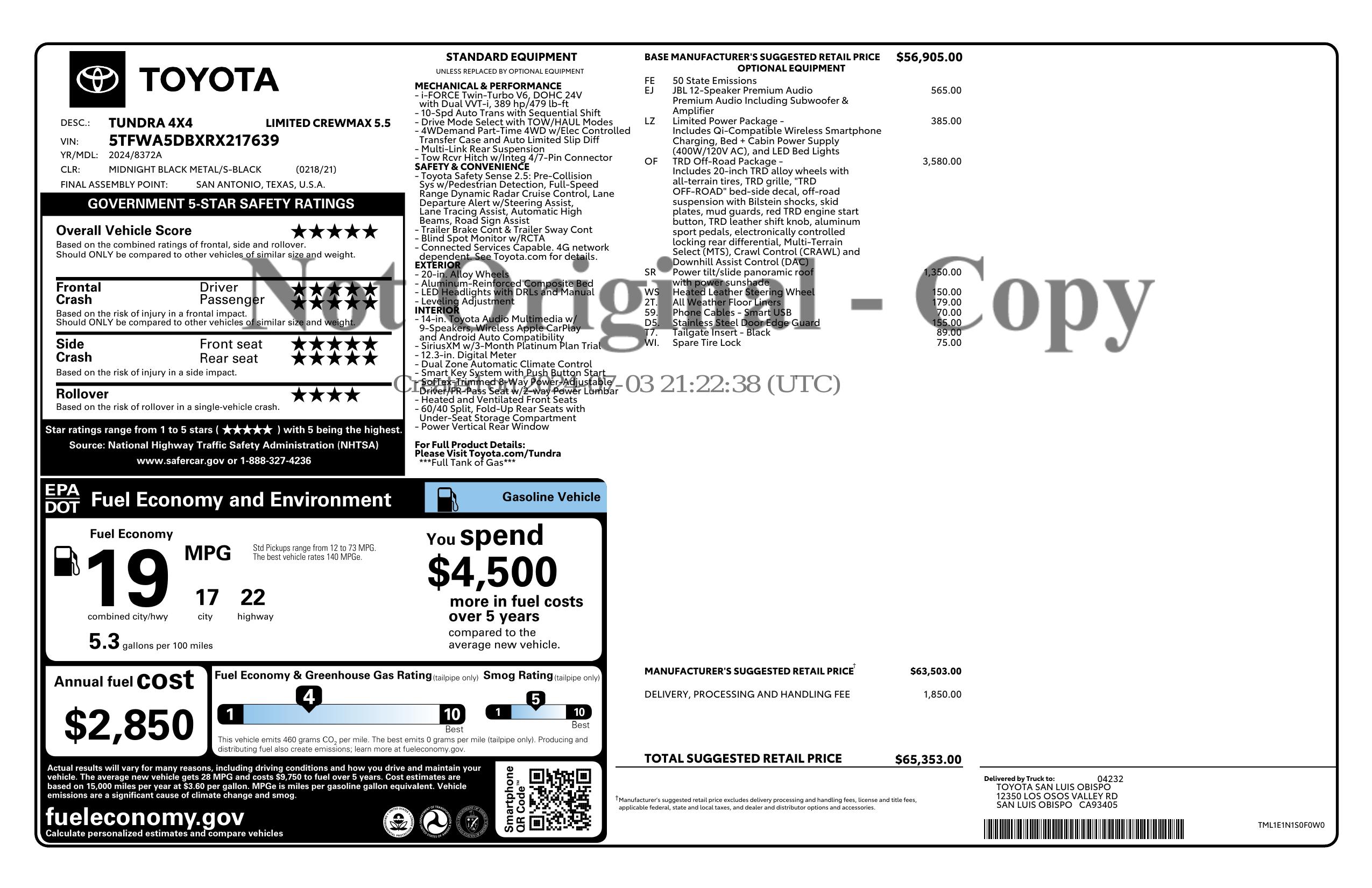 Monroney Label