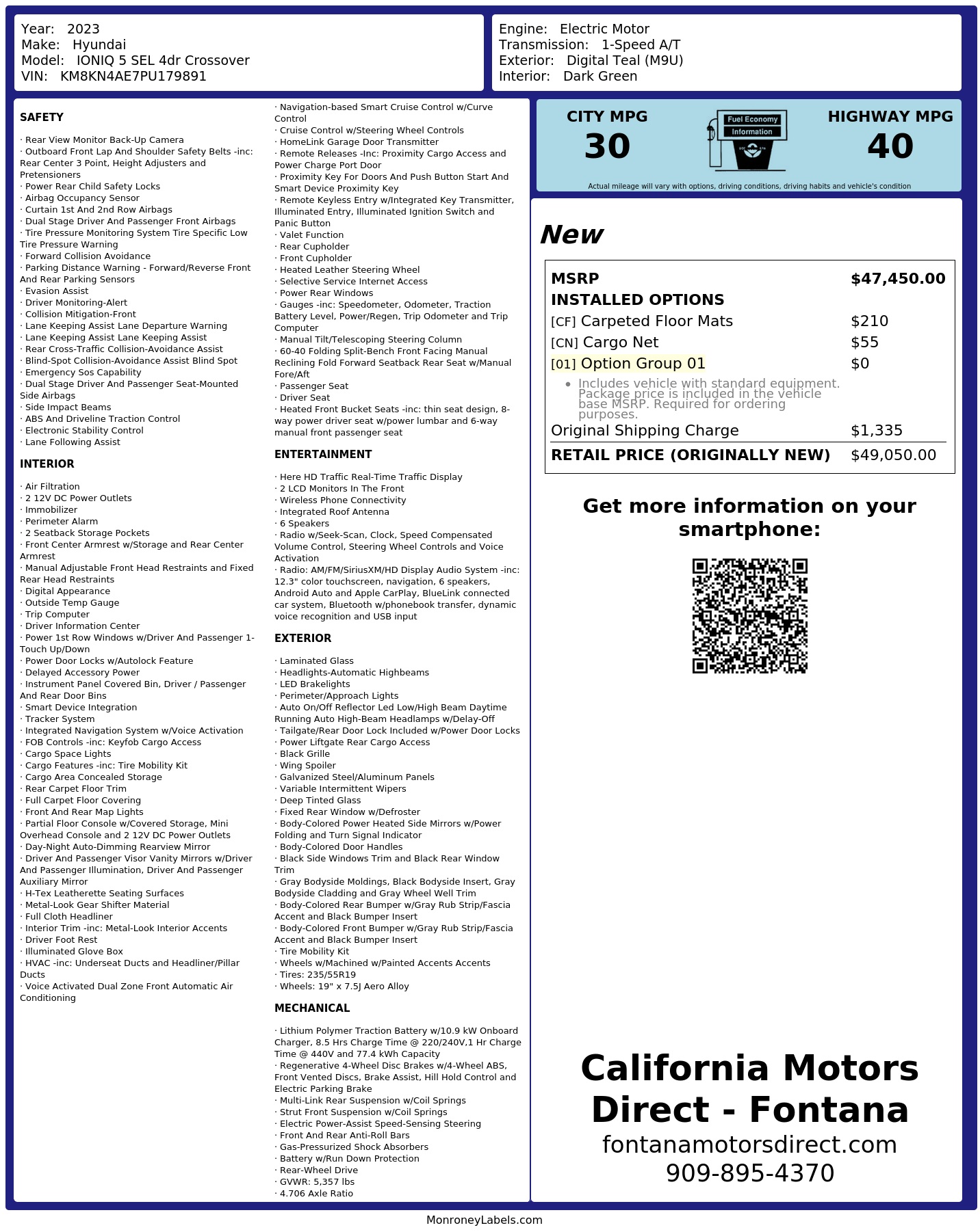 Monroney Label