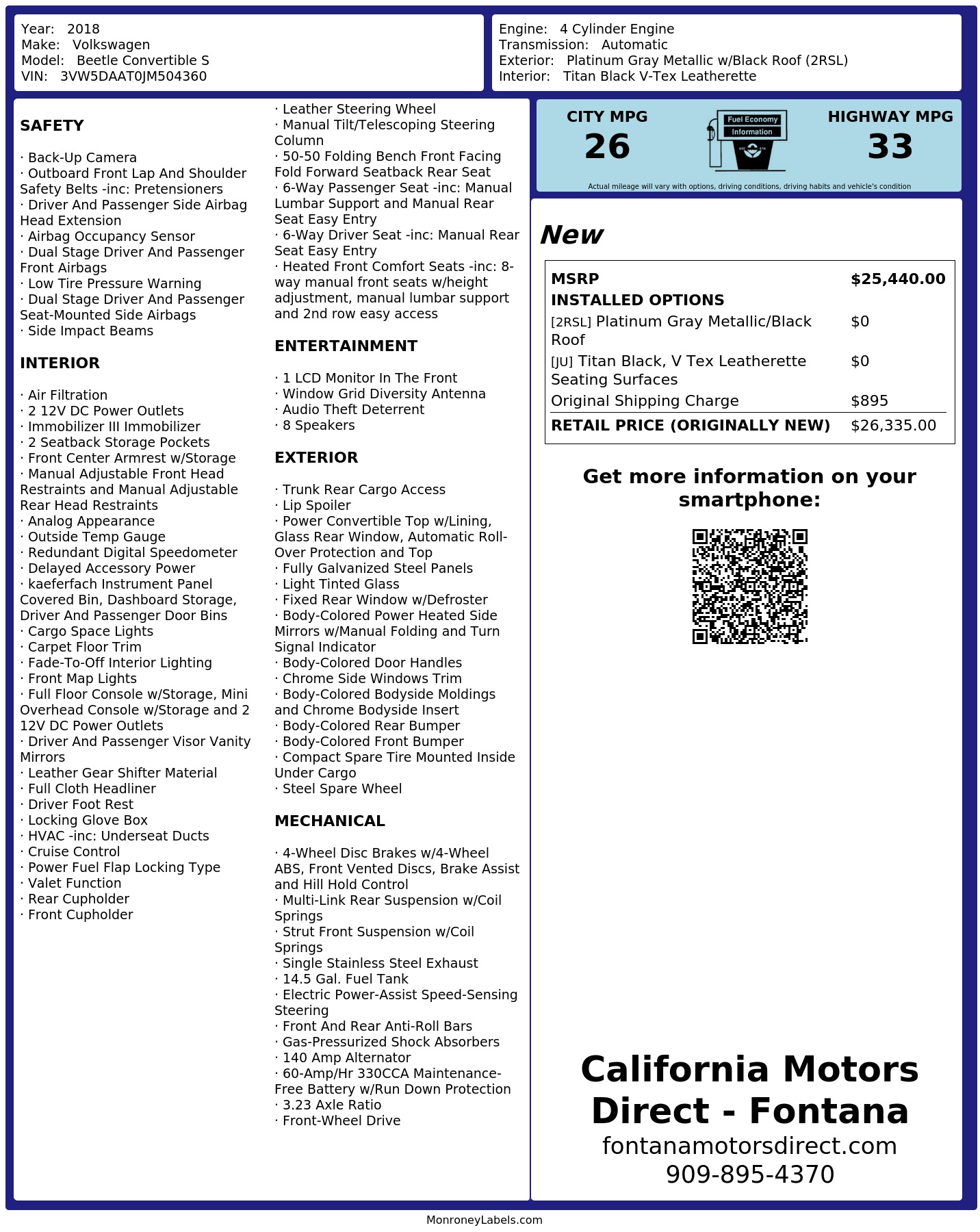 Monroney Label