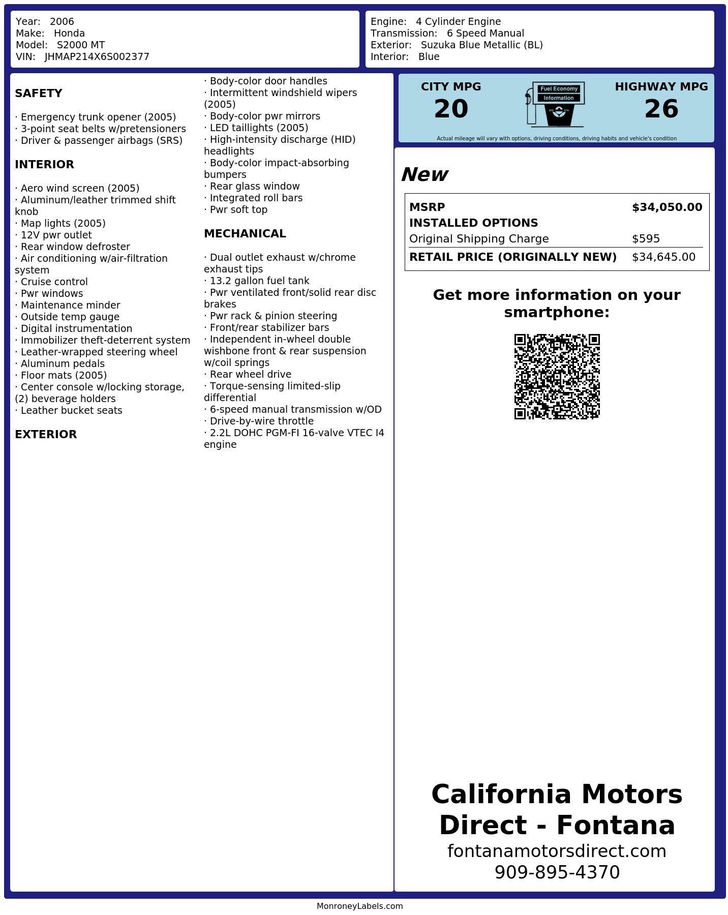 Monroney Label