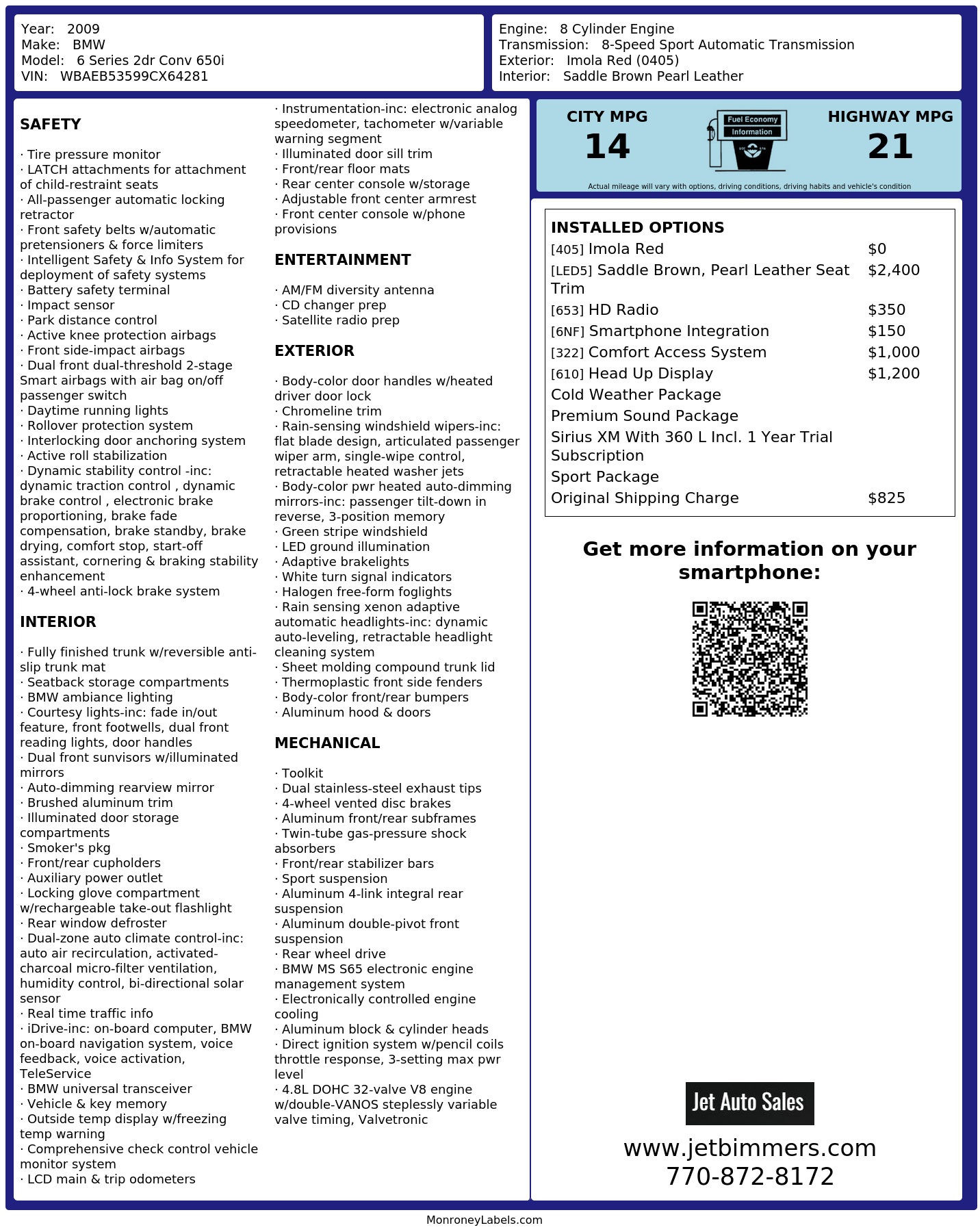 Monroney Label