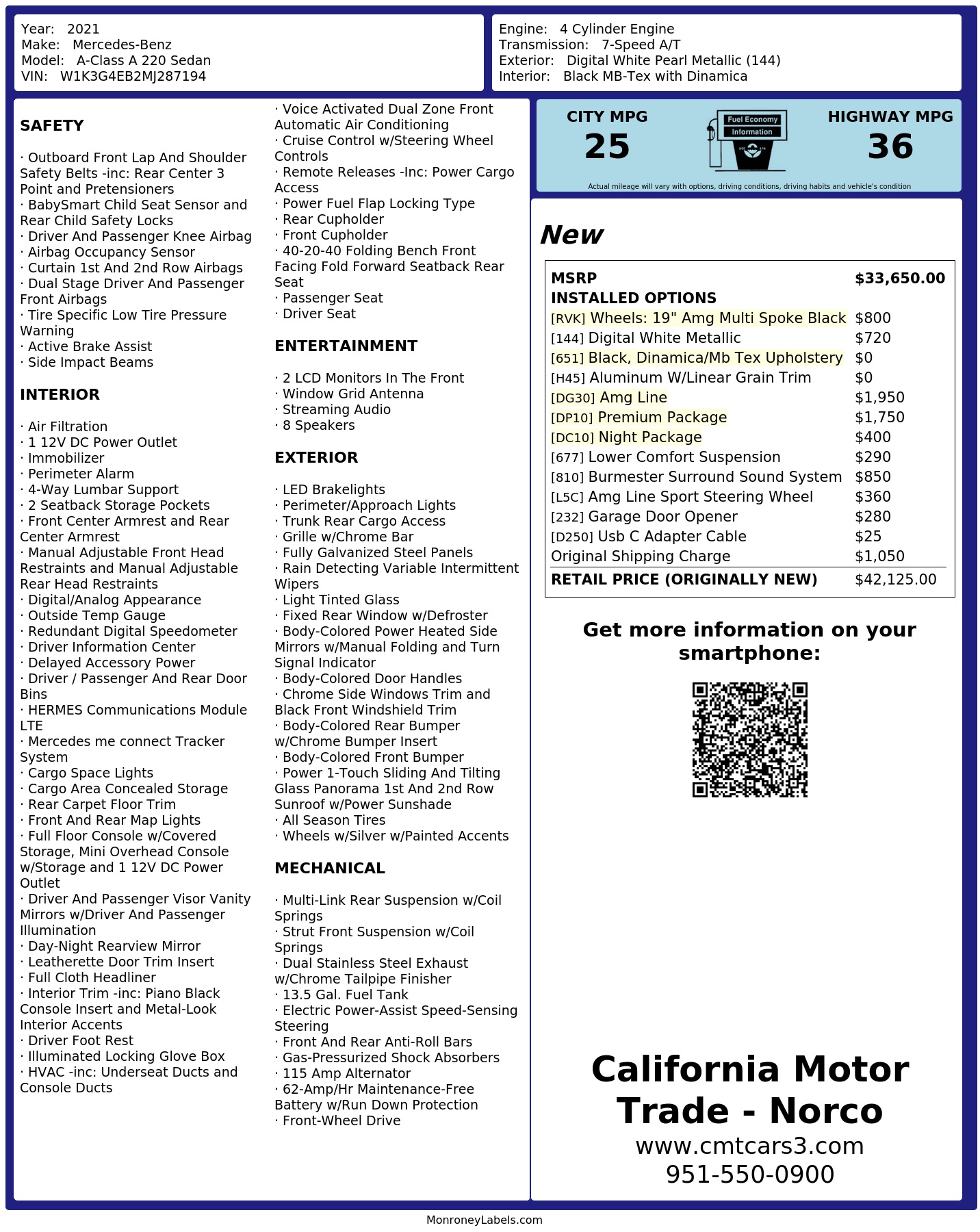 Monroney Label