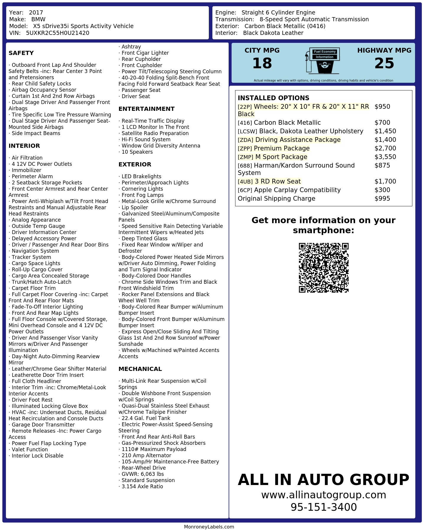 Monroney Label