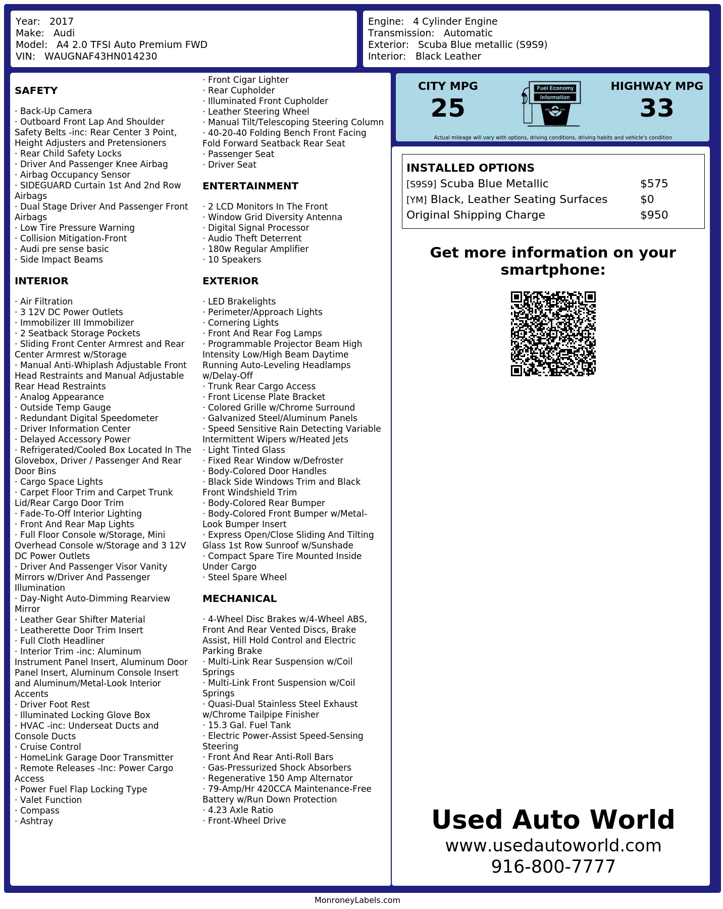 Monroney Label
