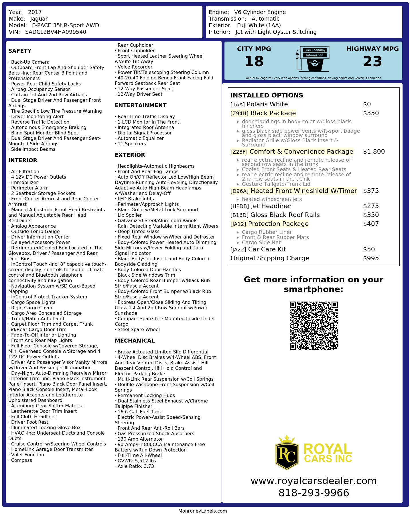 Monroney Label