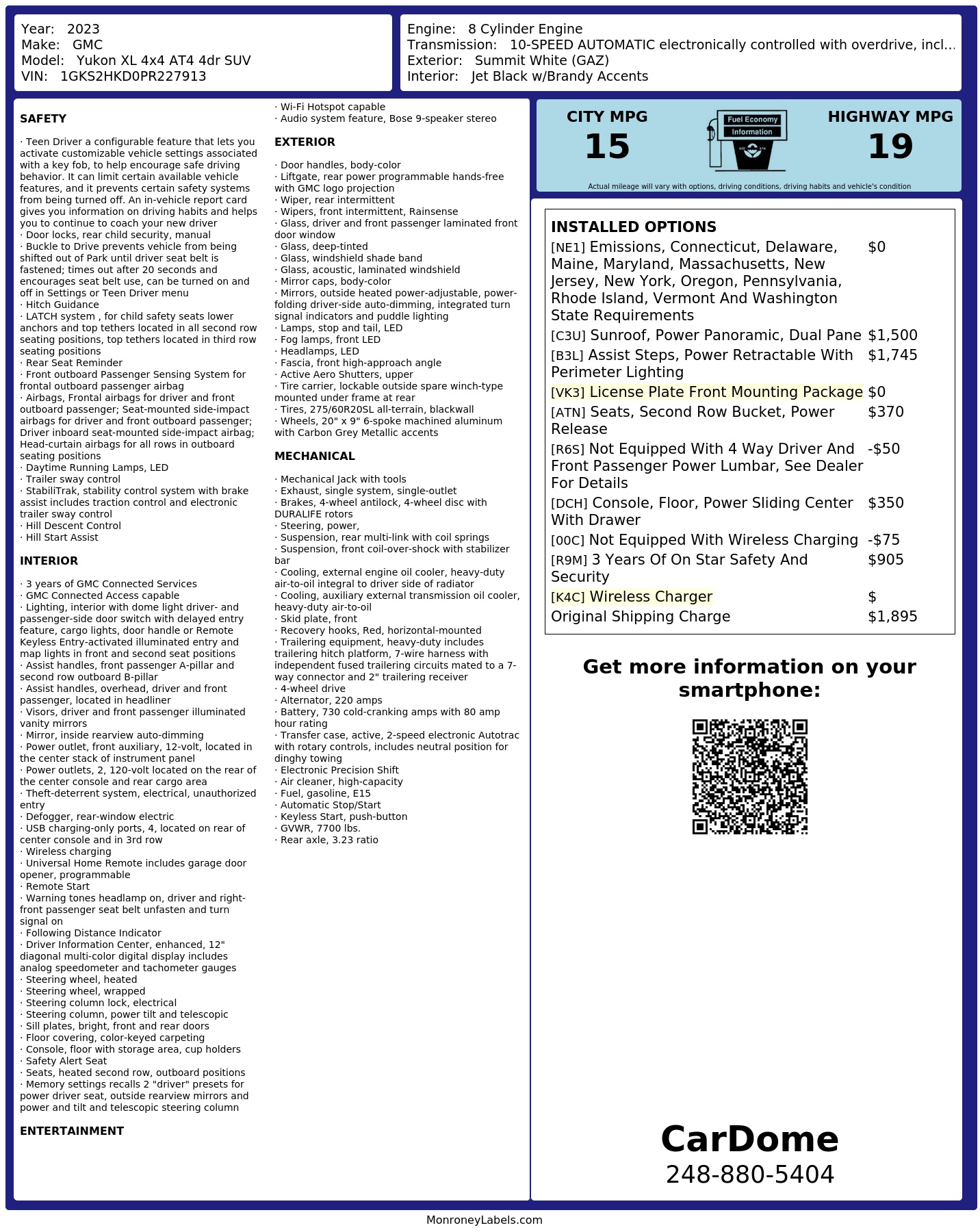 Monroney Label