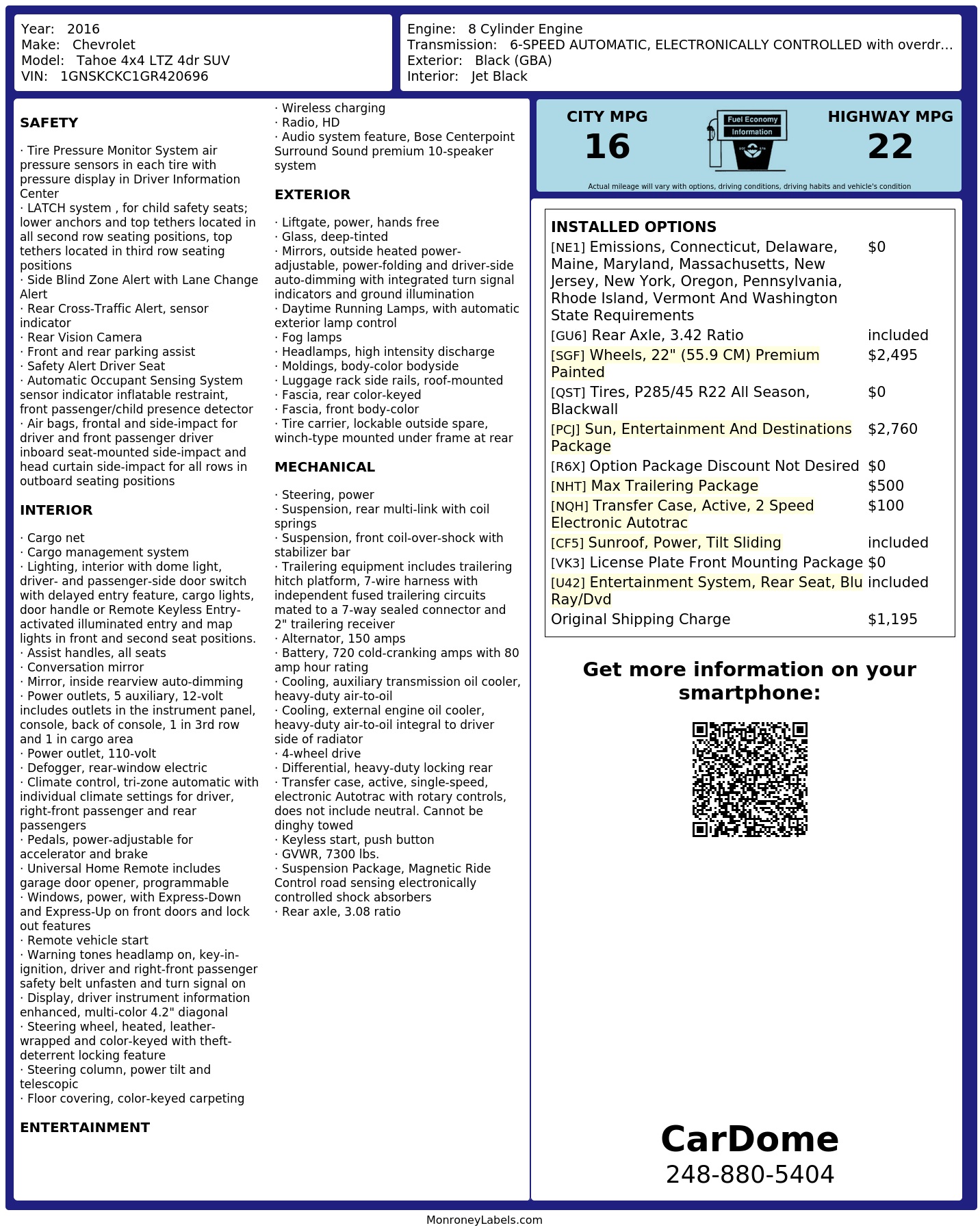 Monroney Label