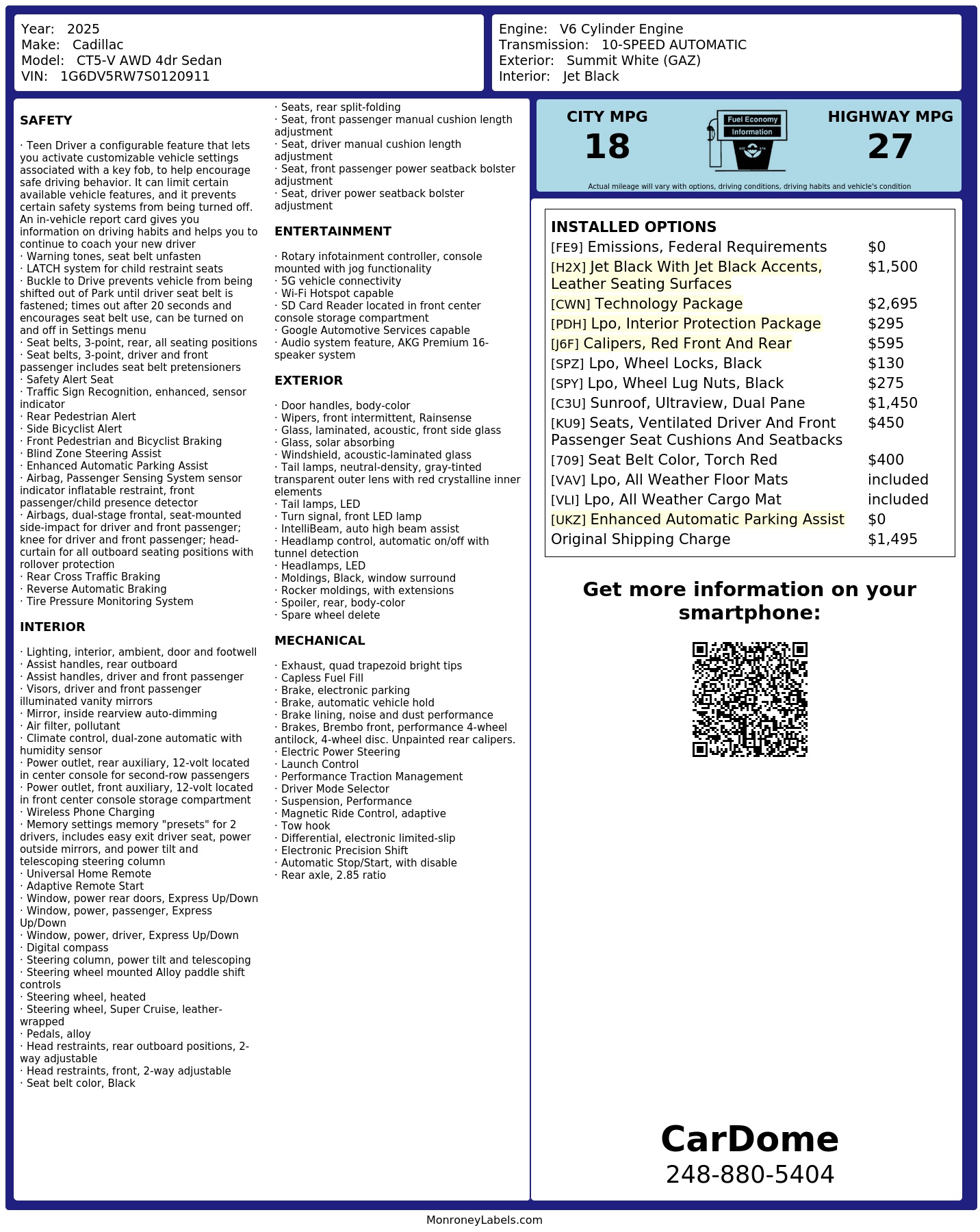 Monroney Label