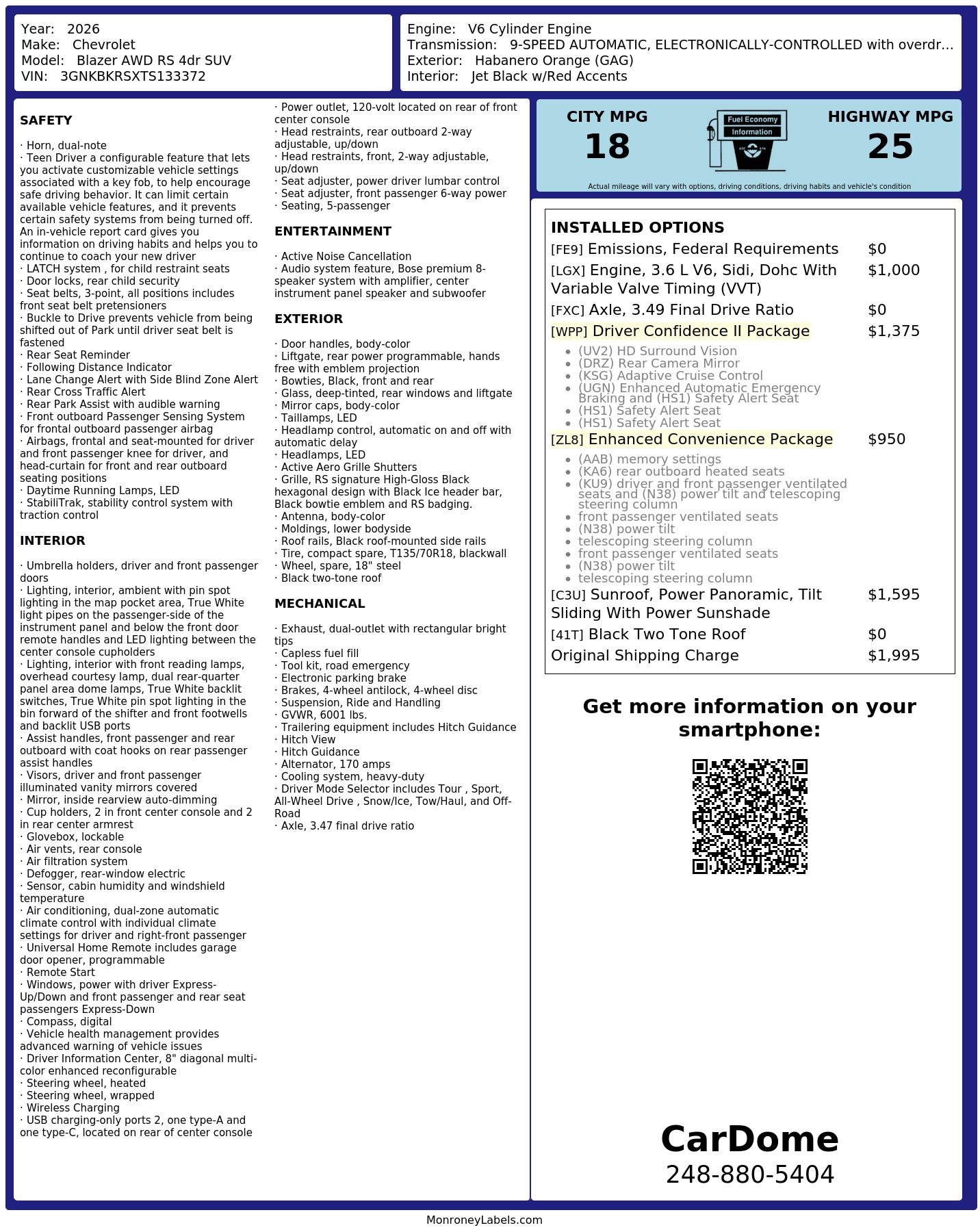 Monroney Label