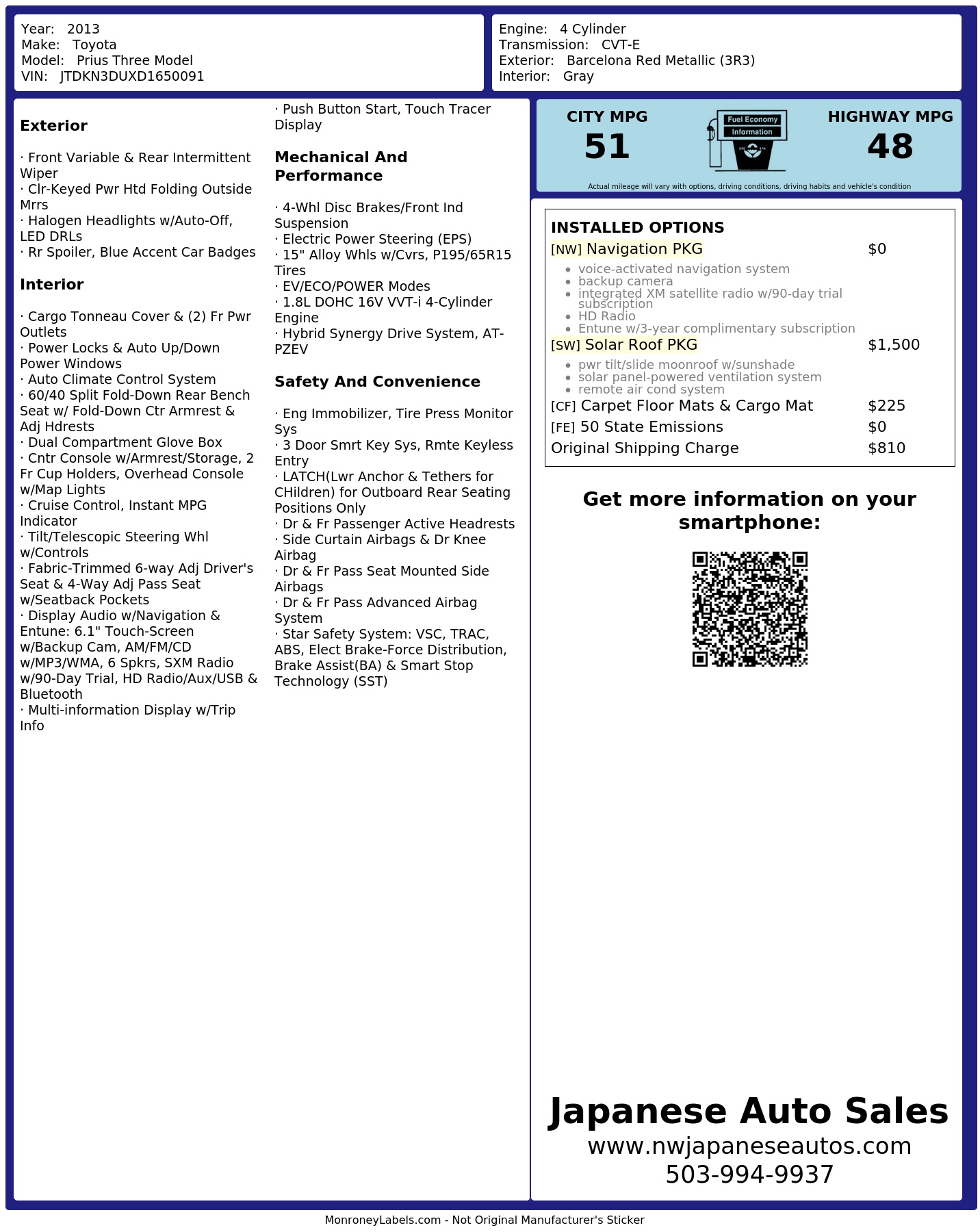 Monroney Label