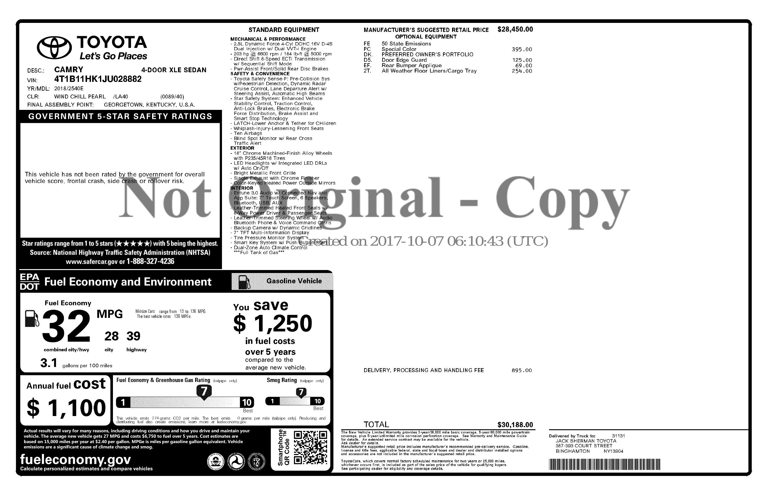 Monroney Label