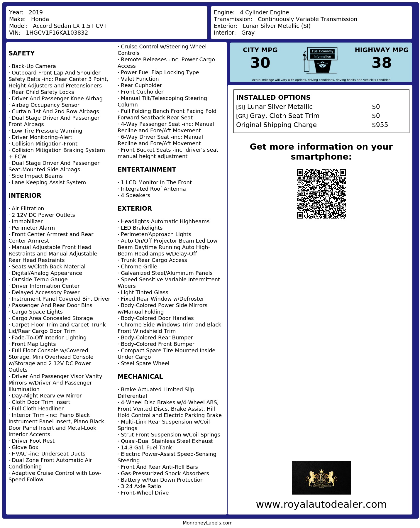 Monroney Label