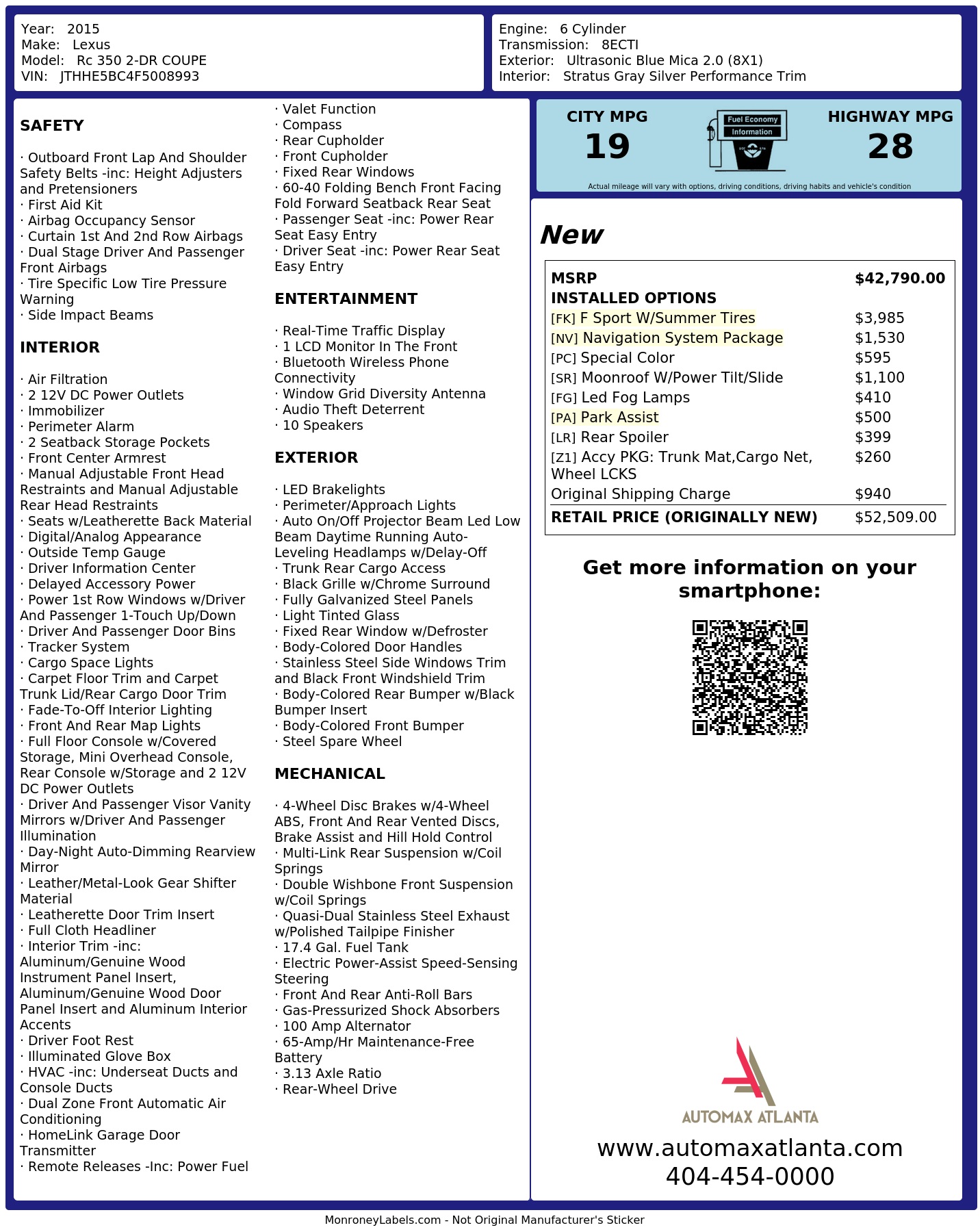 Monroney Label