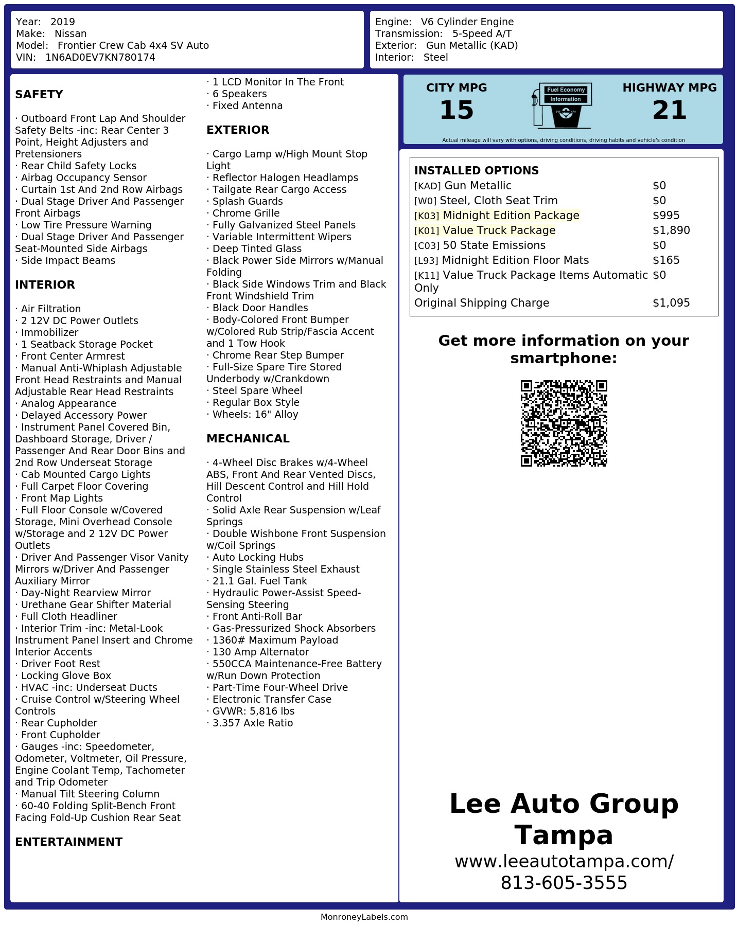 Monroney Label