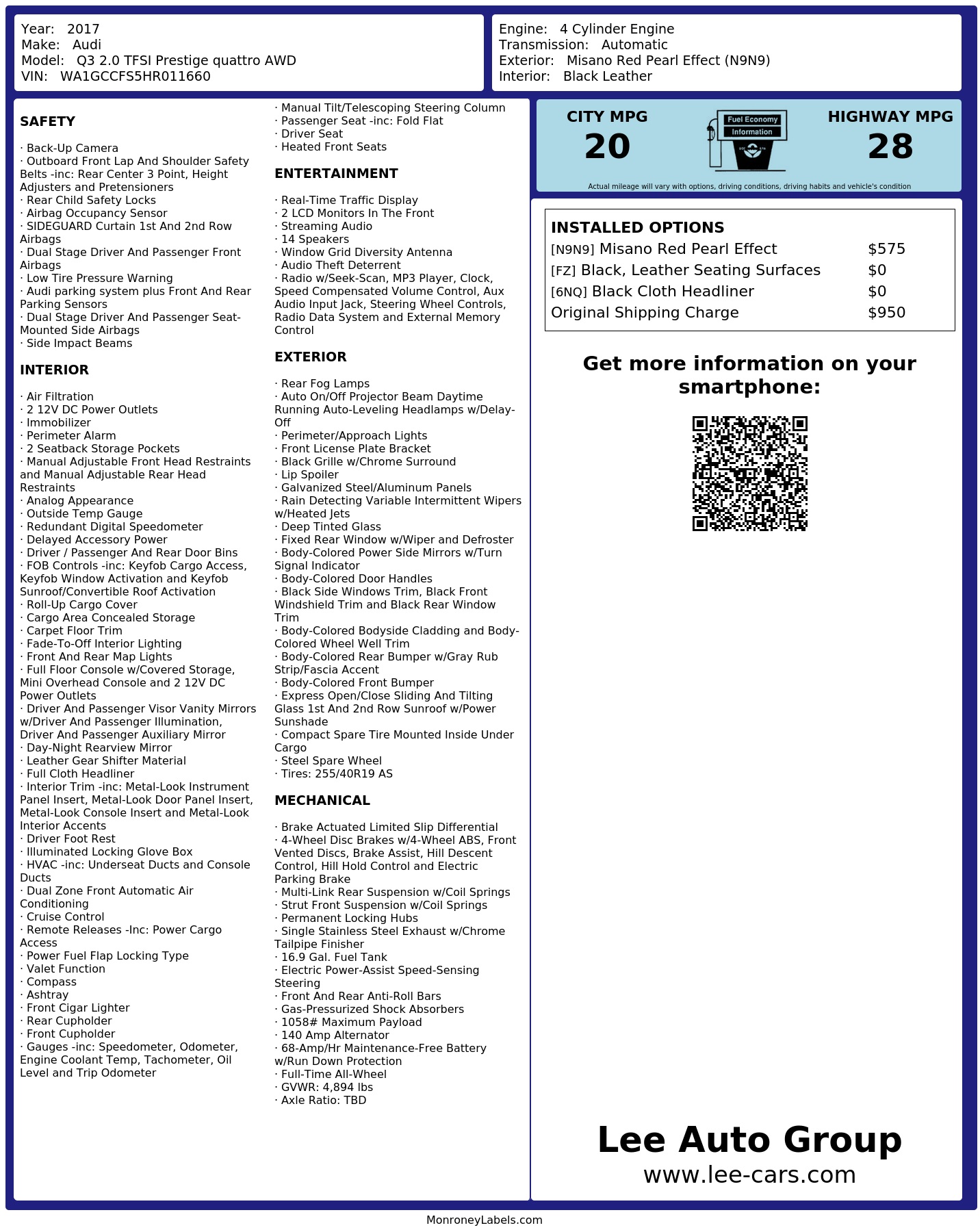 Monroney Label