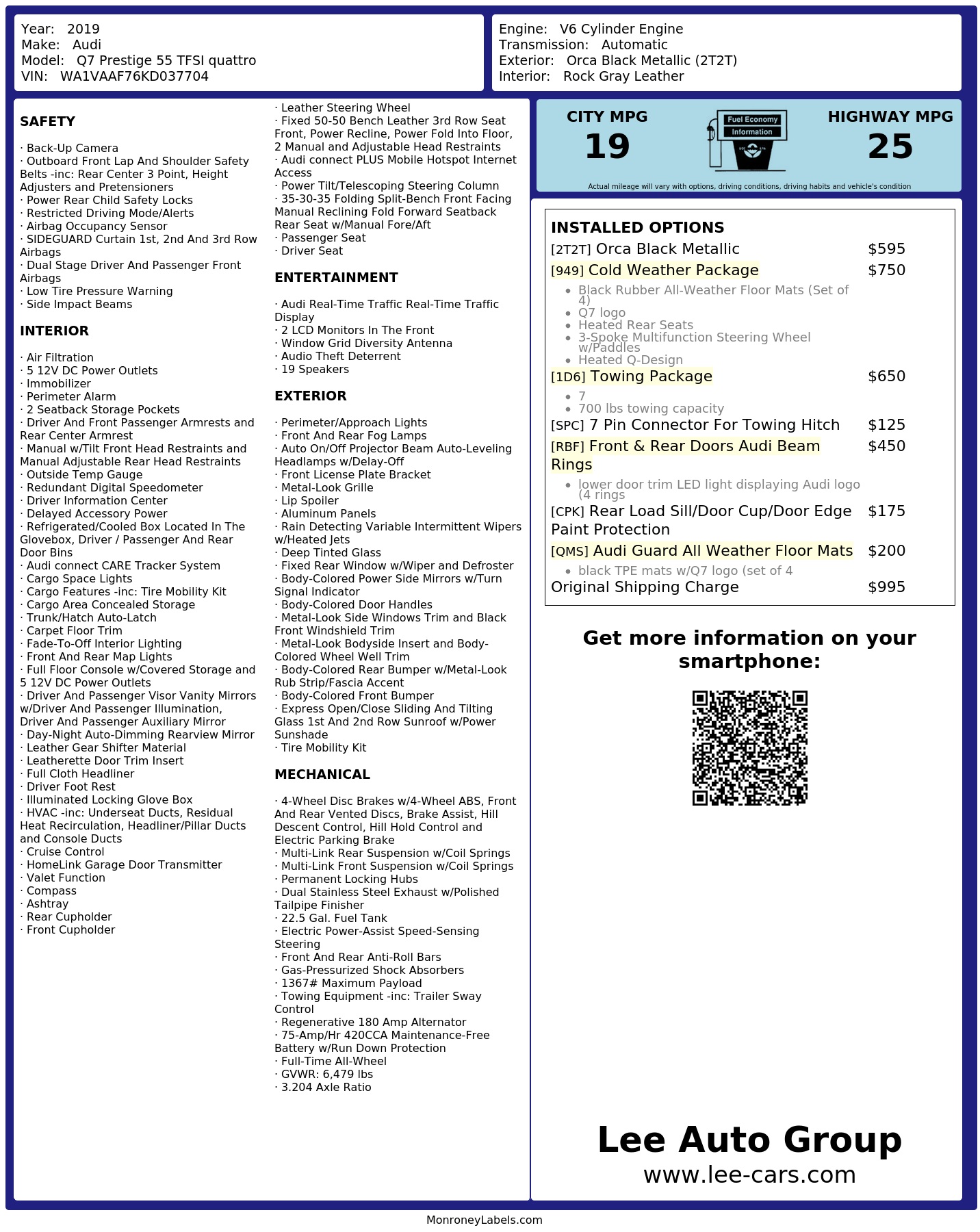 Monroney Label