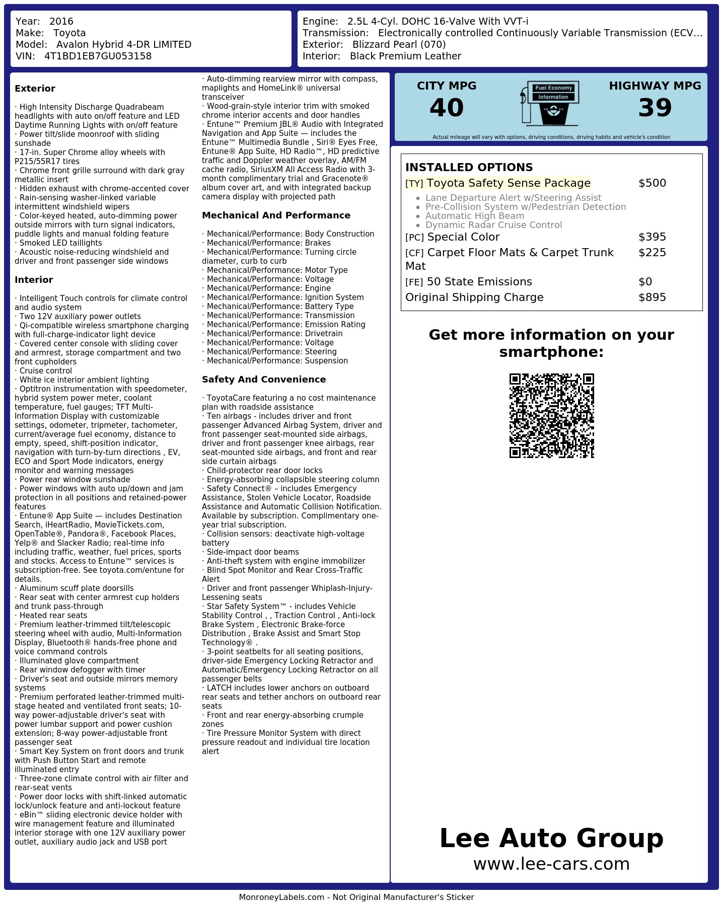 Monroney Label