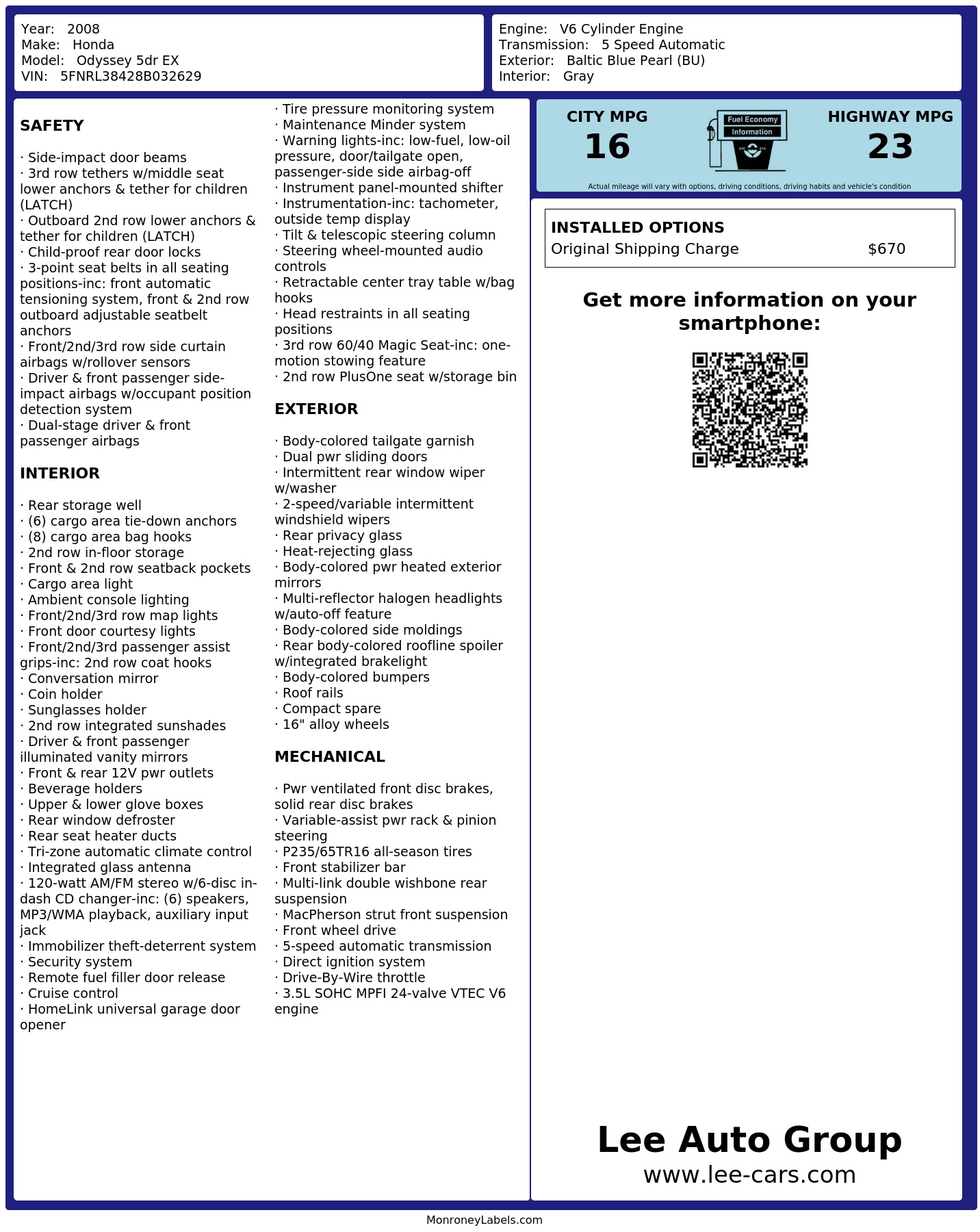Monroney Label