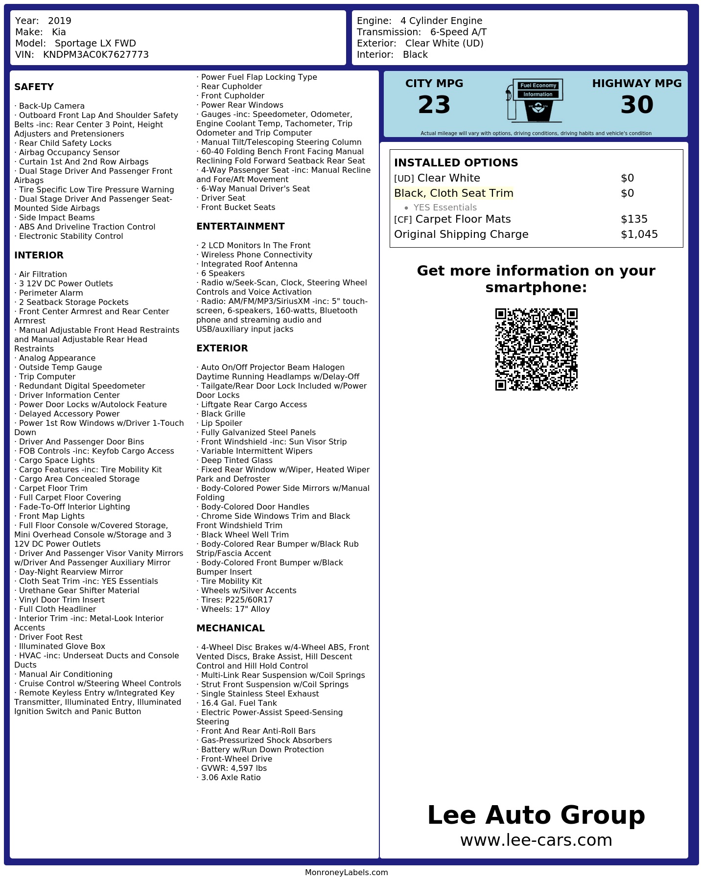 Monroney Label