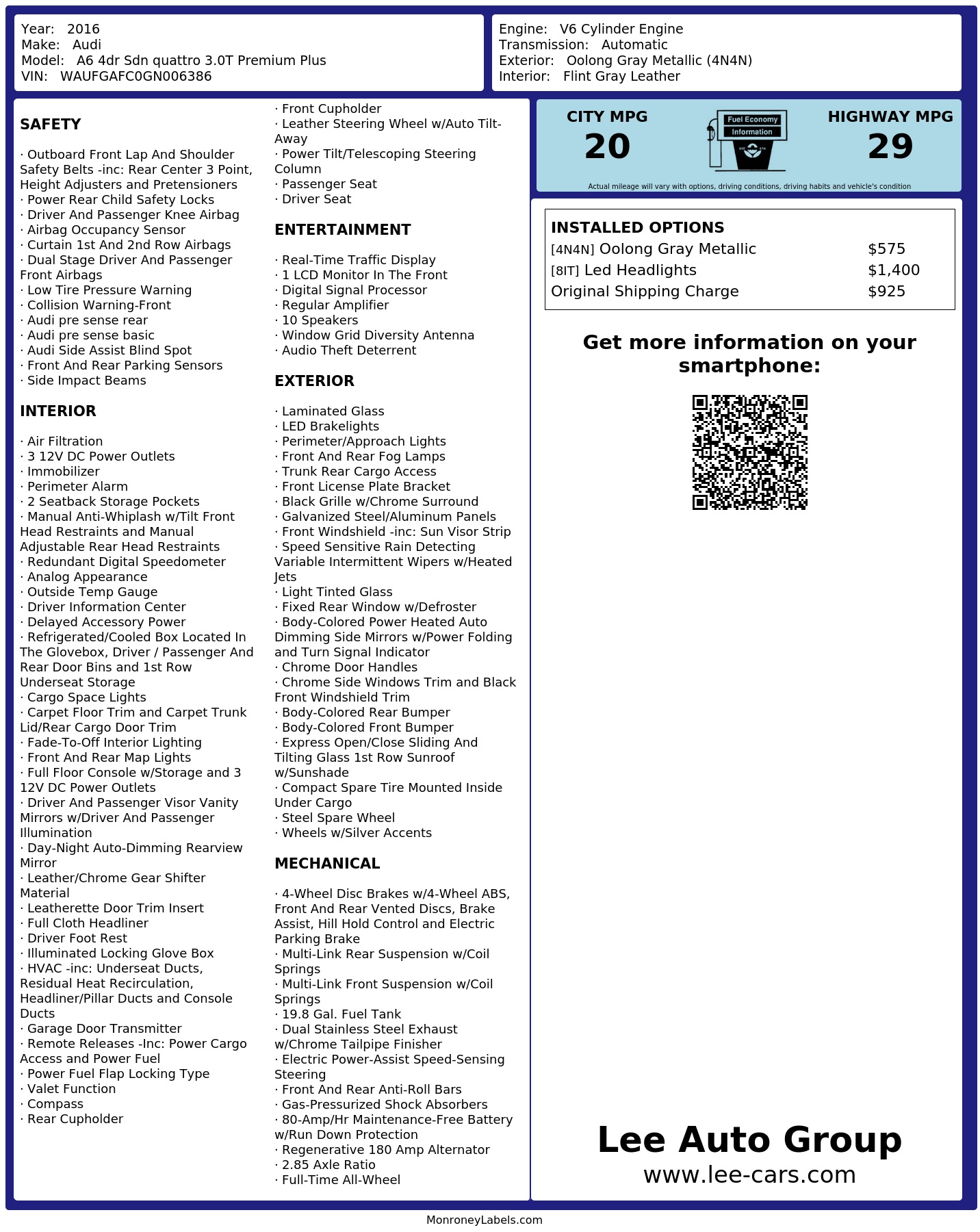 Monroney Label