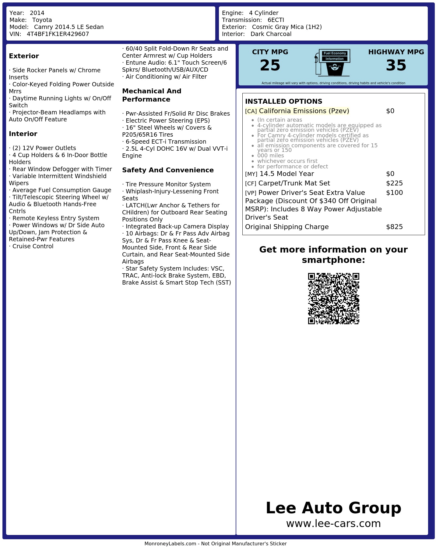 Monroney Label
