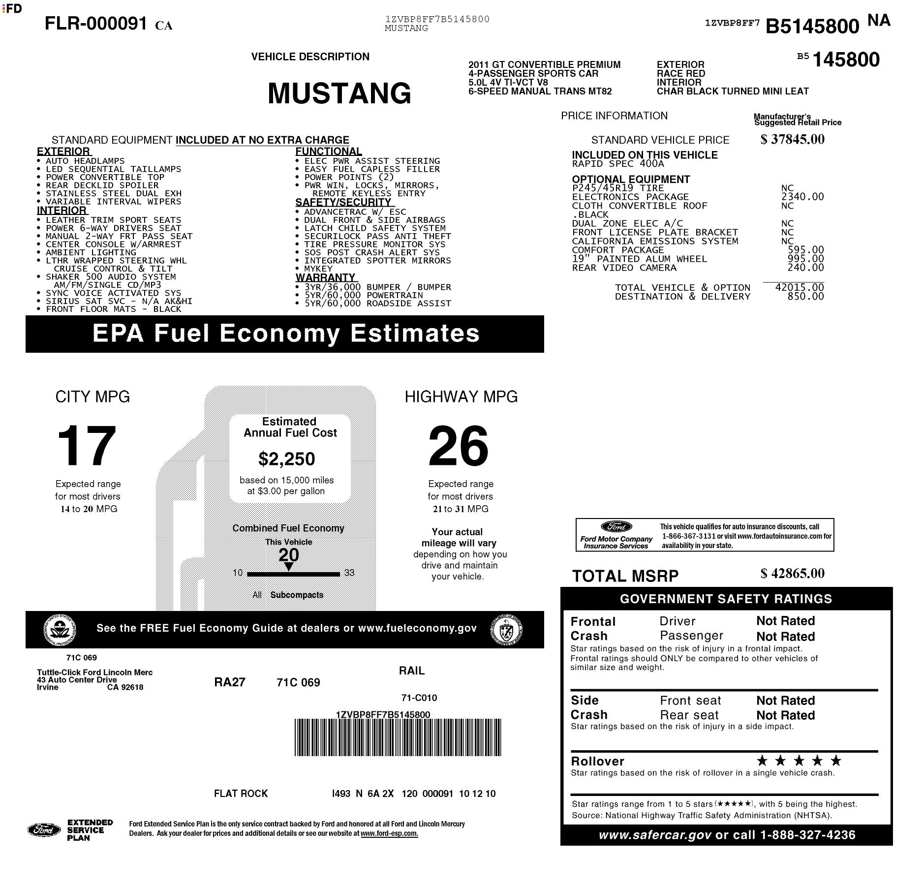 Monroney Label