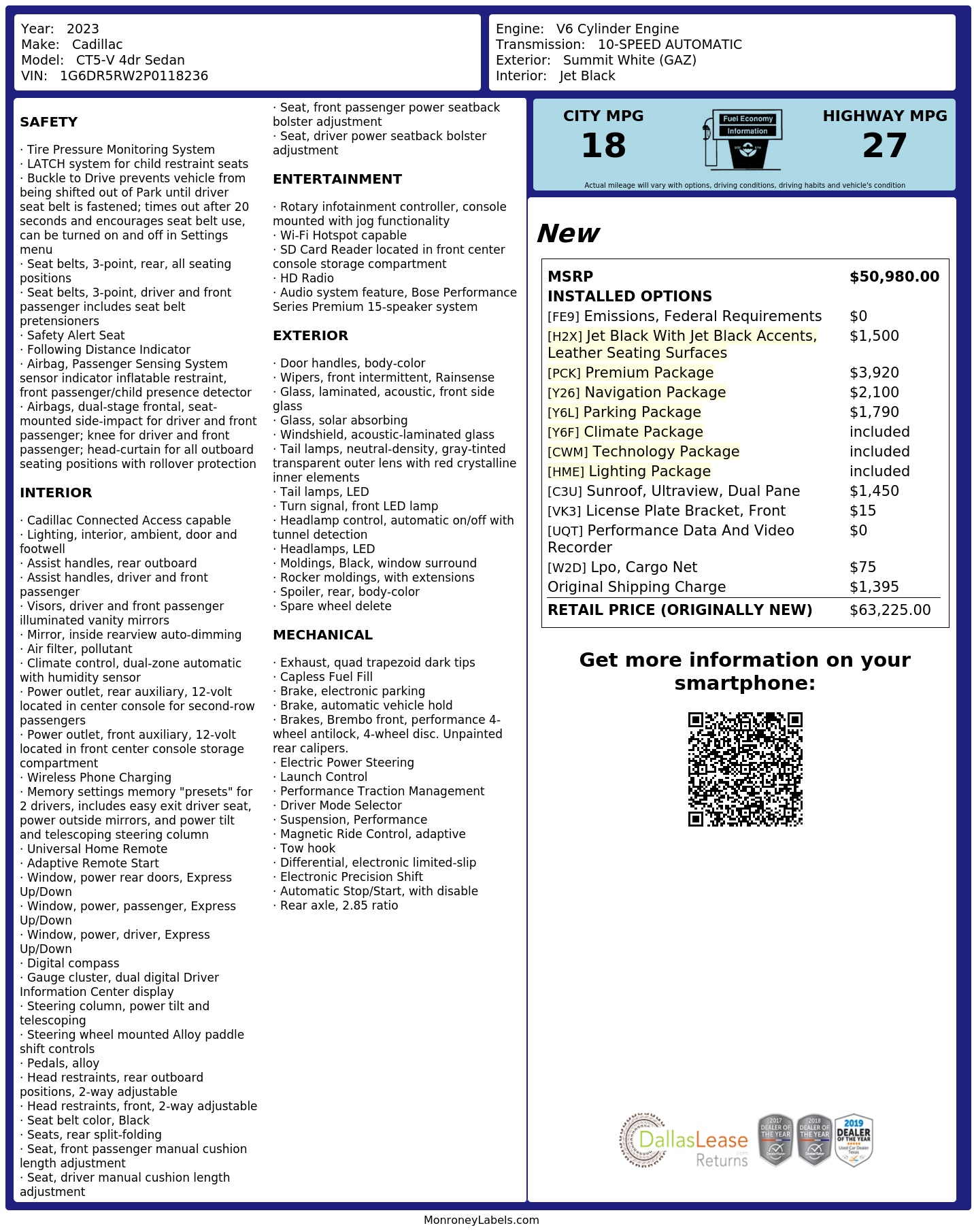 Monroney Label
