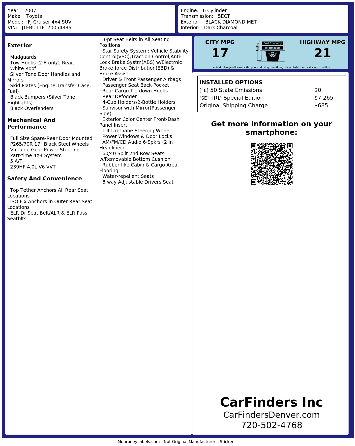 Monroney Label