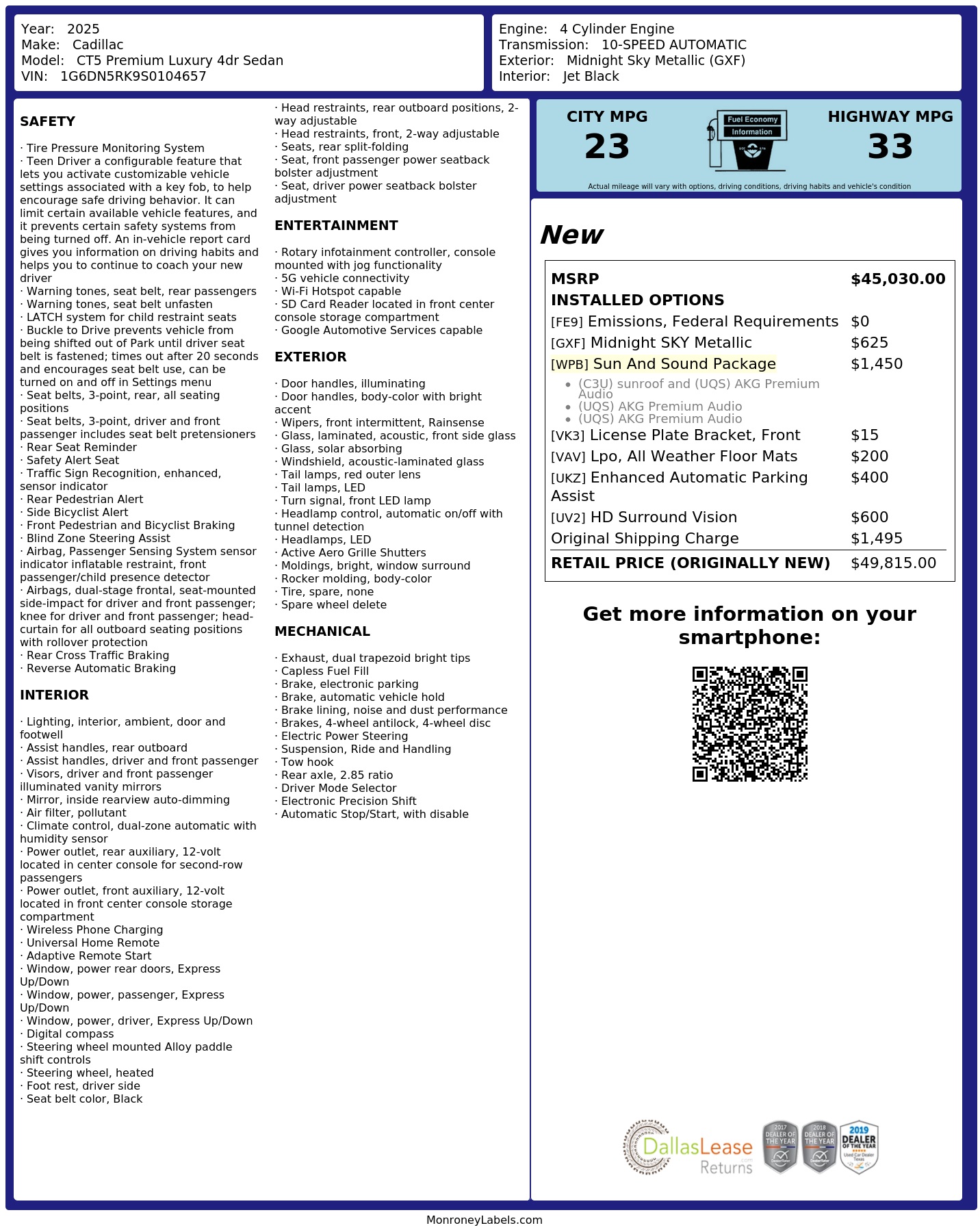 Monroney Label