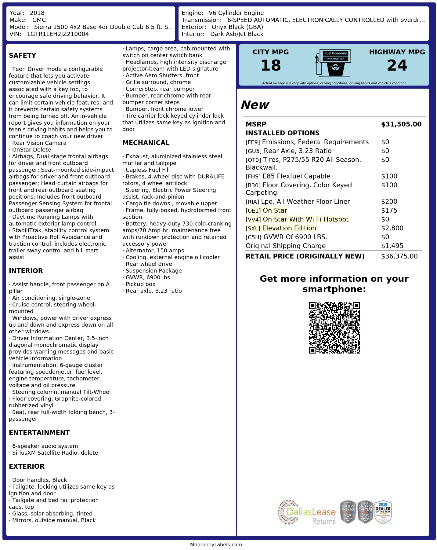 Monroney Label