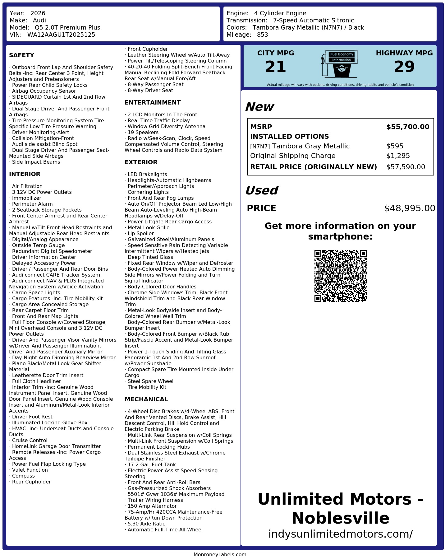 Monroney Label