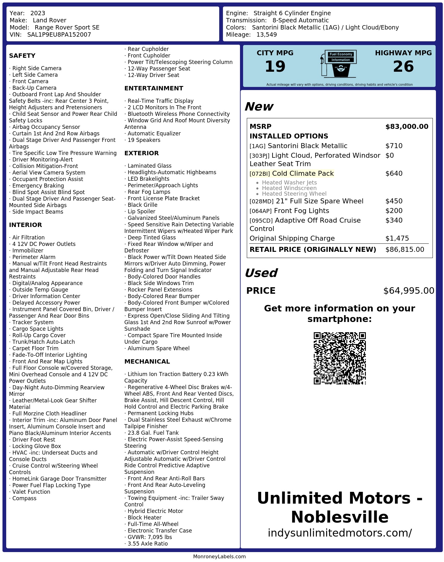 Monroney Label