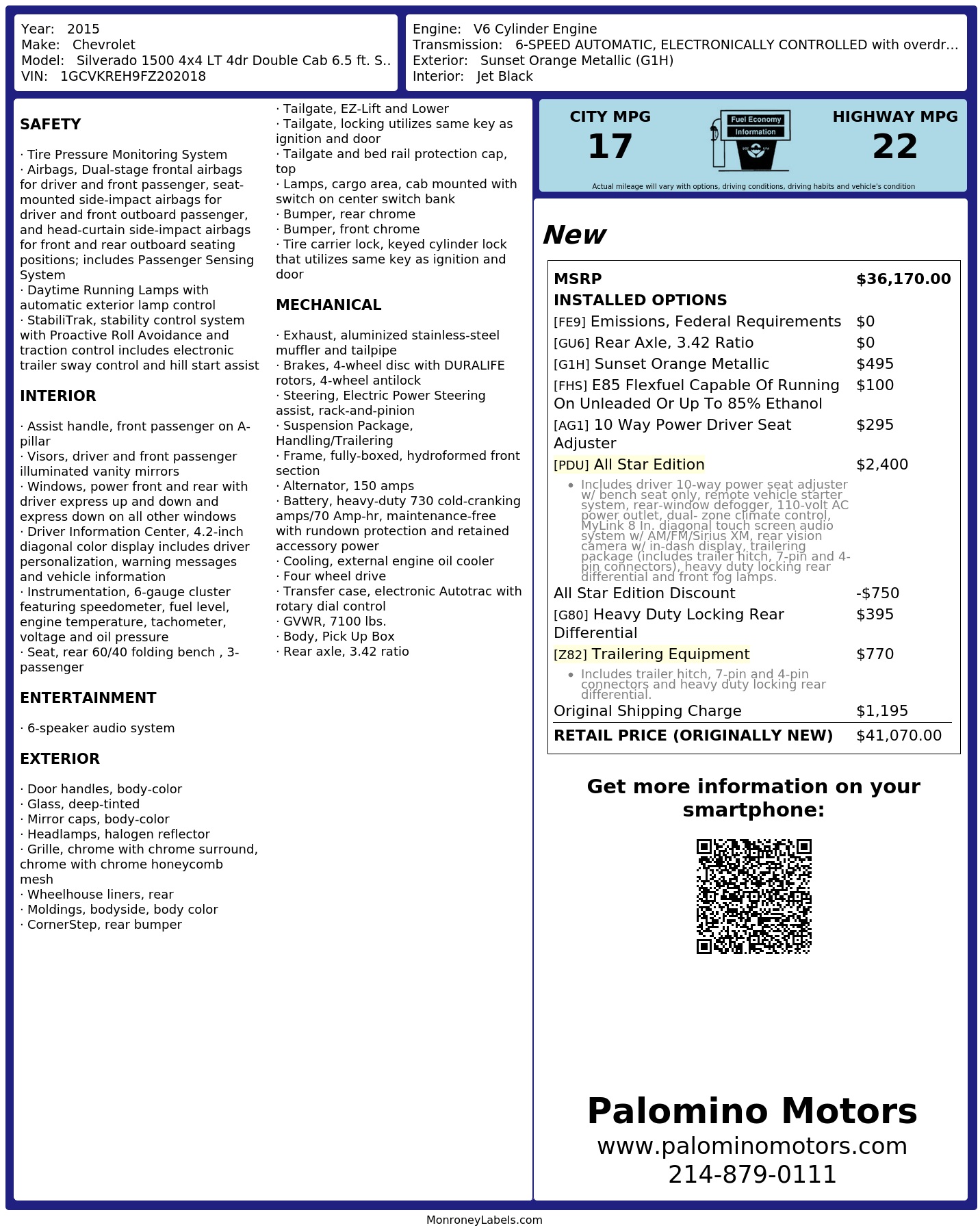 Monroney Label