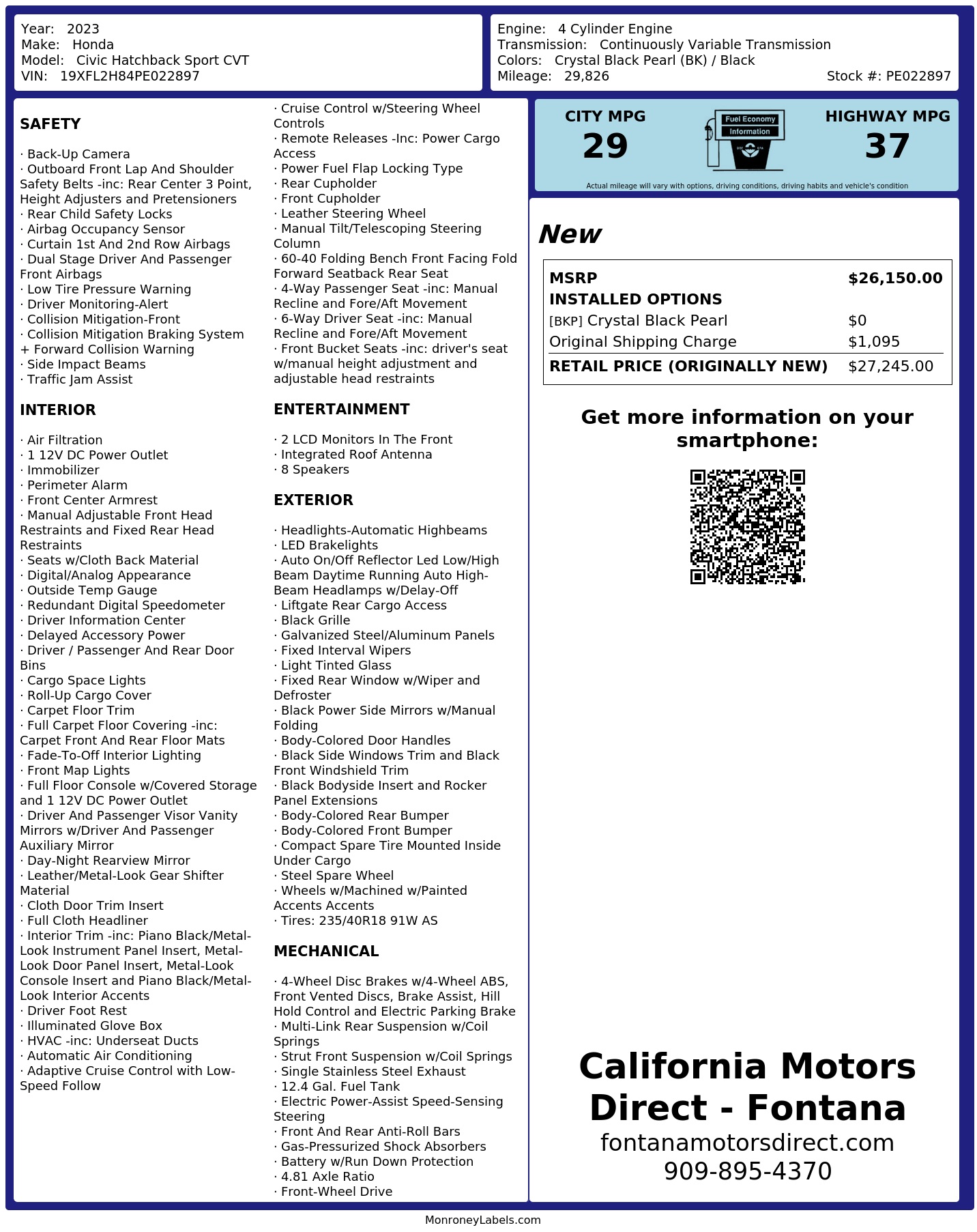 Monroney Label