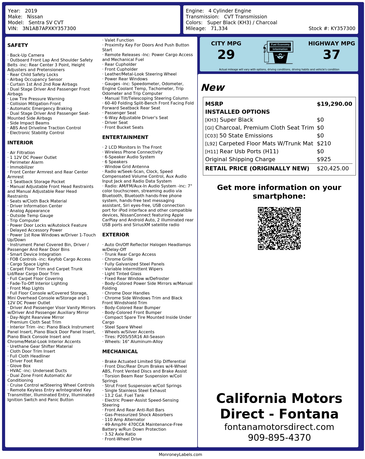 Monroney Label
