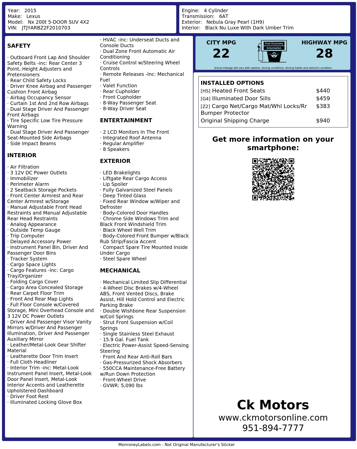 Monroney Label