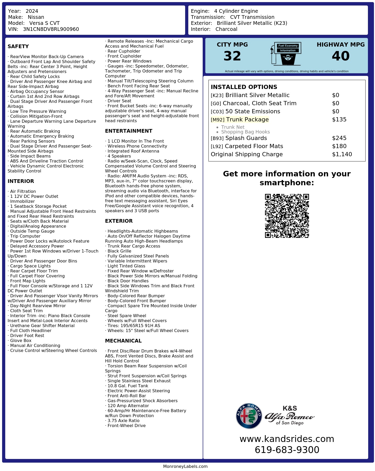 Monroney Label