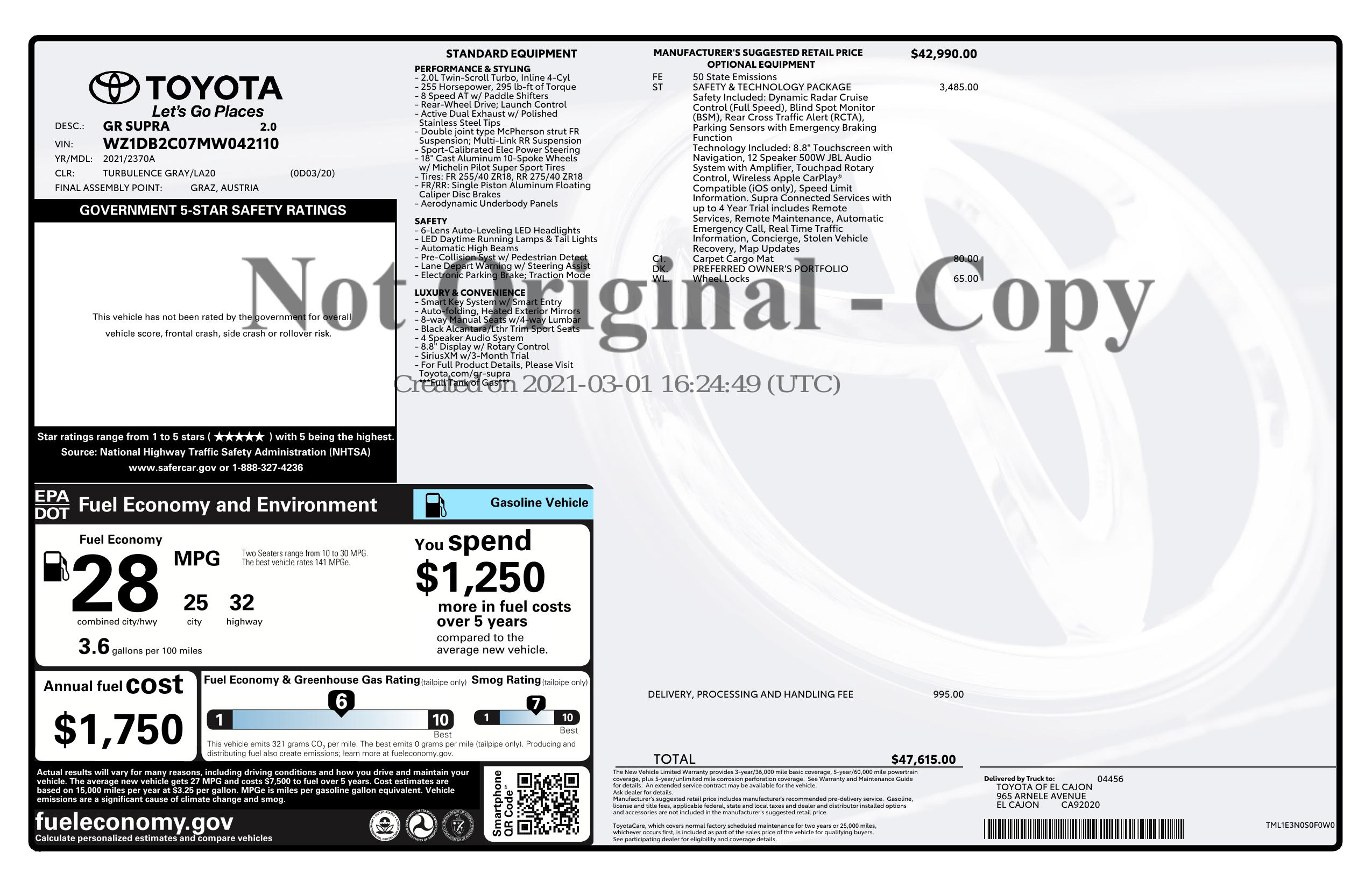 Monroney Label