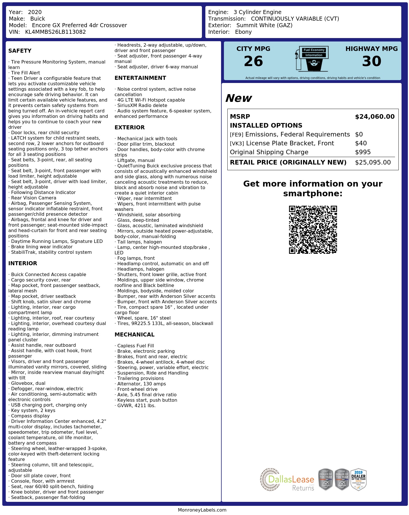 Monroney Label