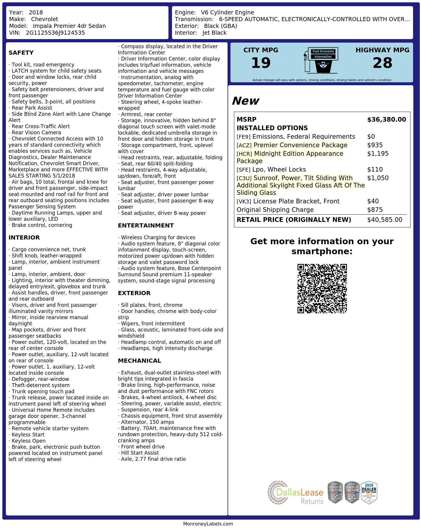 Monroney Label