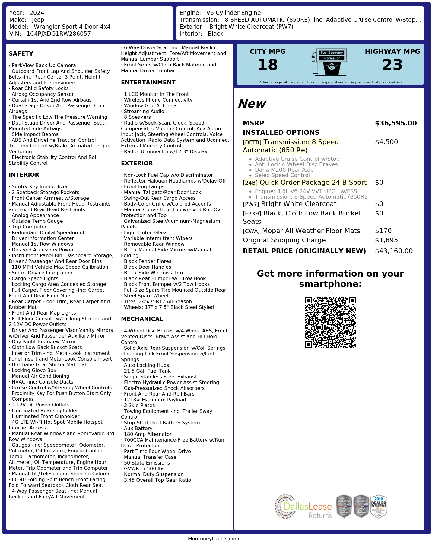 Monroney Label