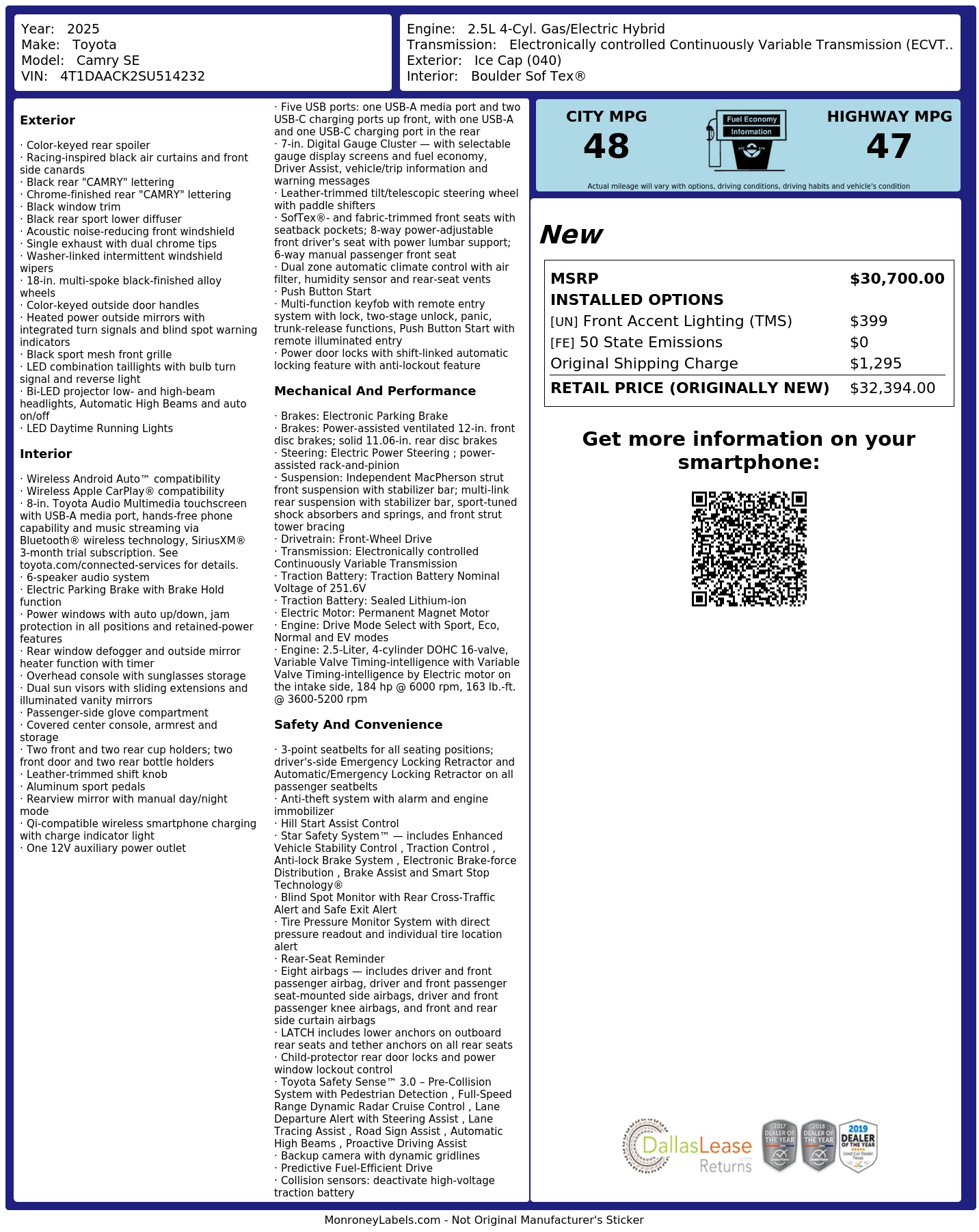 Monroney Label