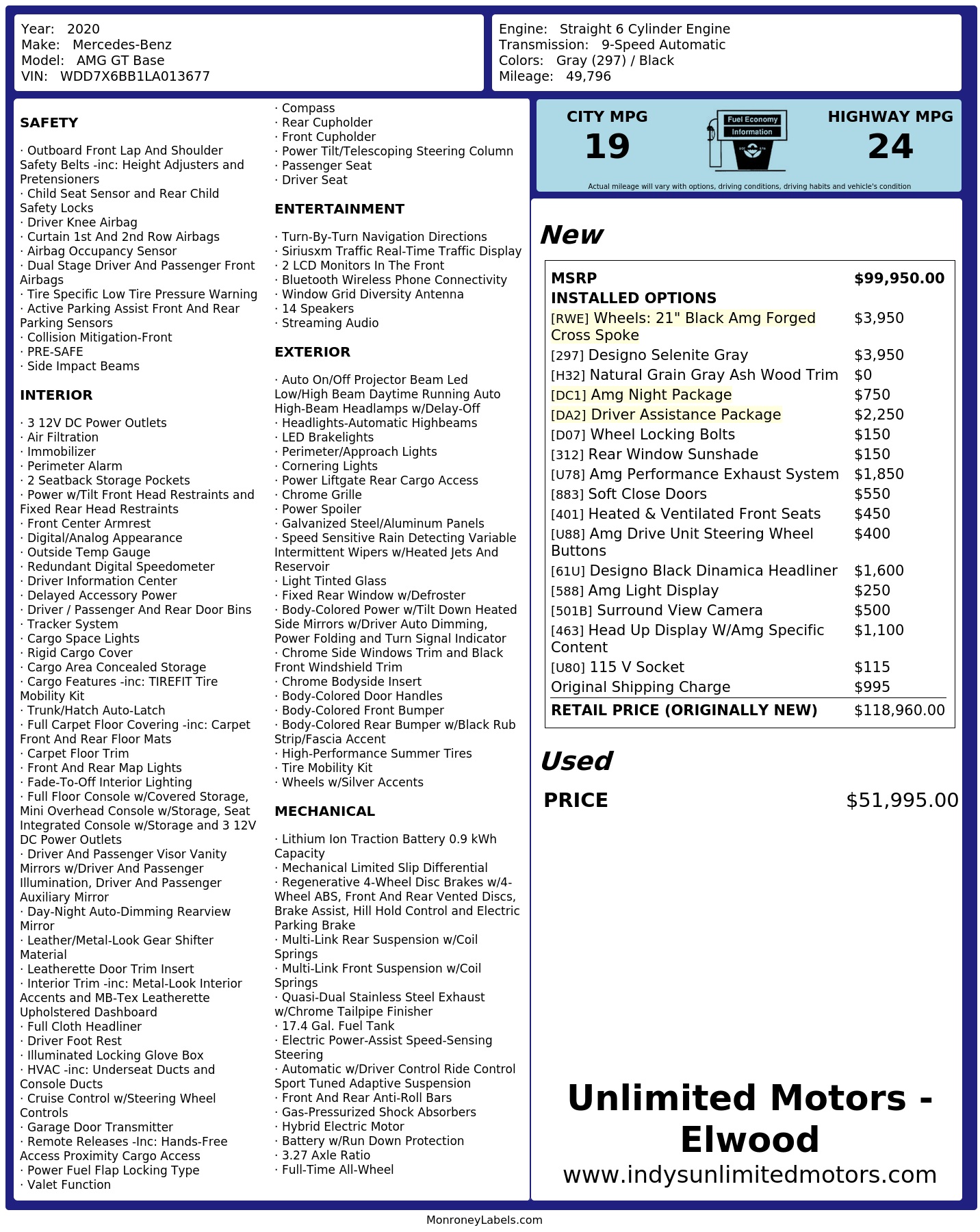 Monroney Label