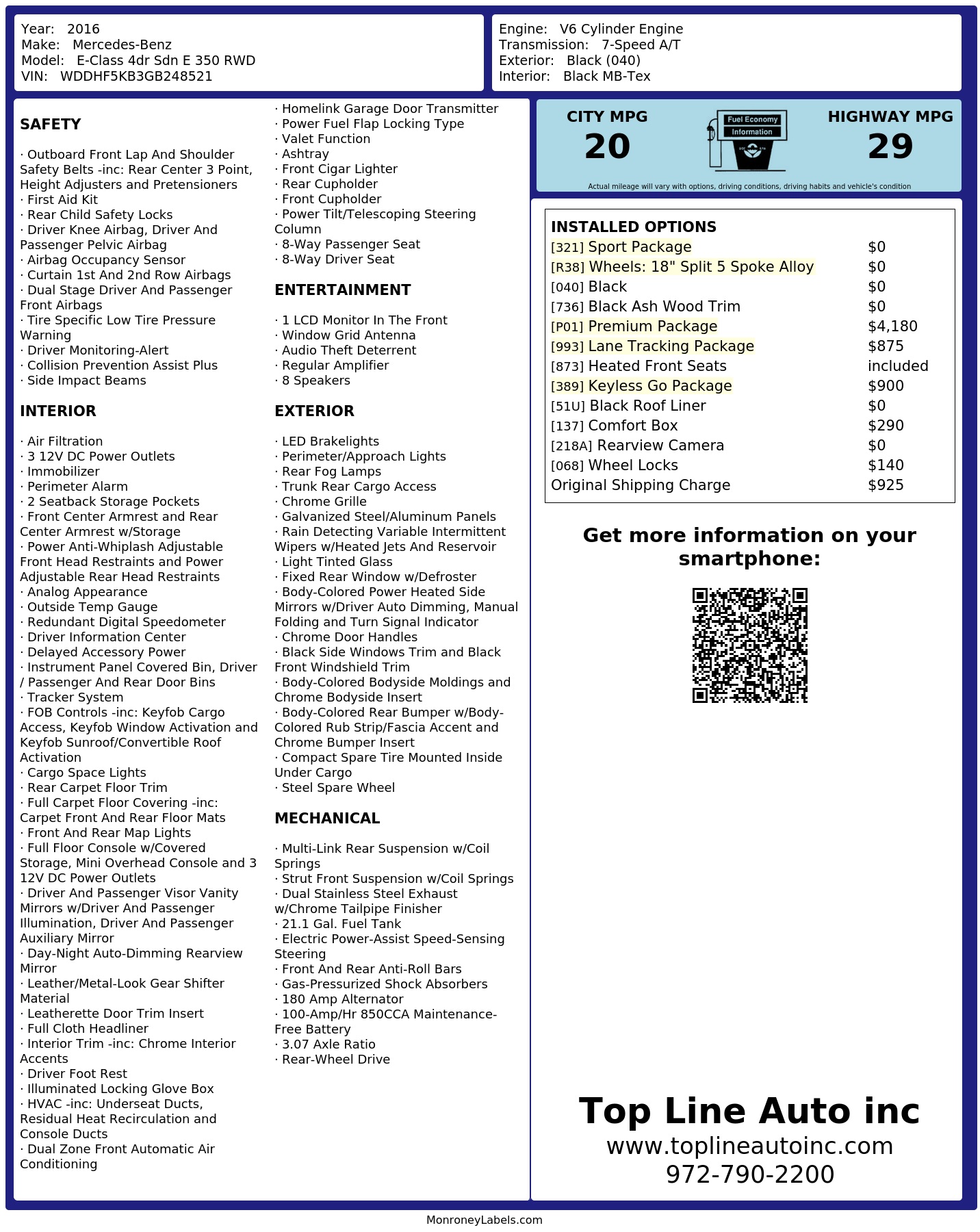Monroney Label