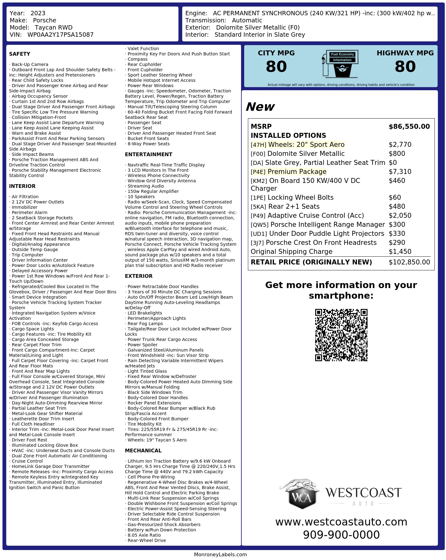 Monroney Label