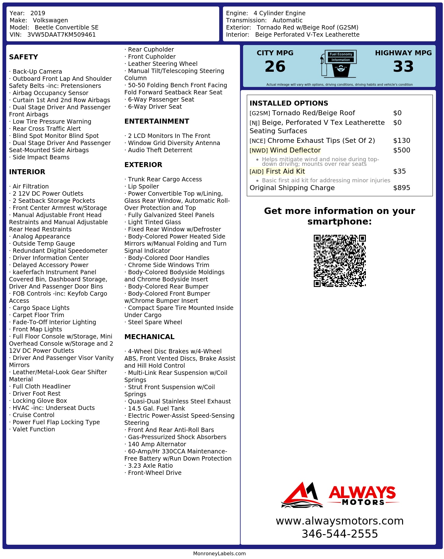 Monroney Label