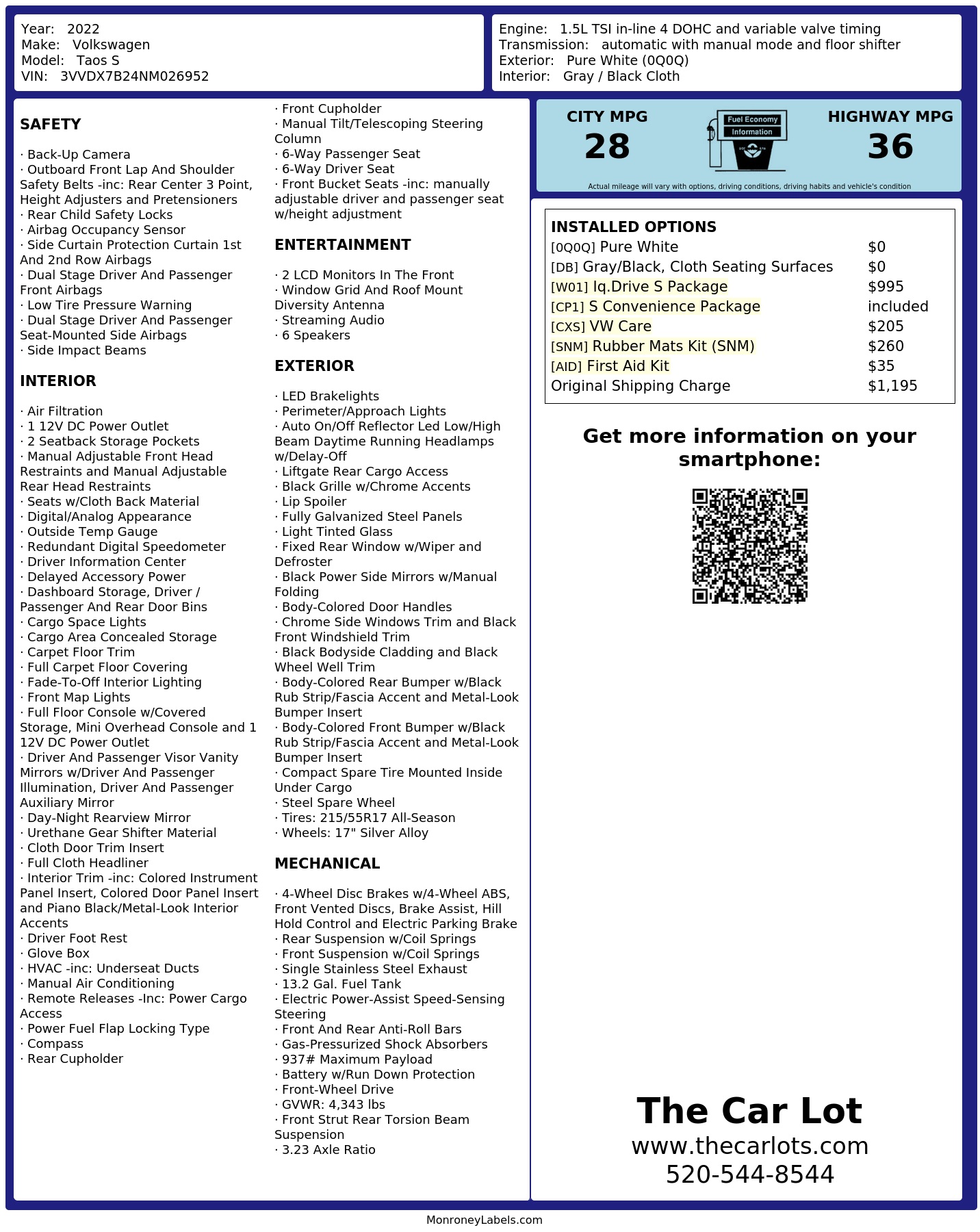 Monroney Label