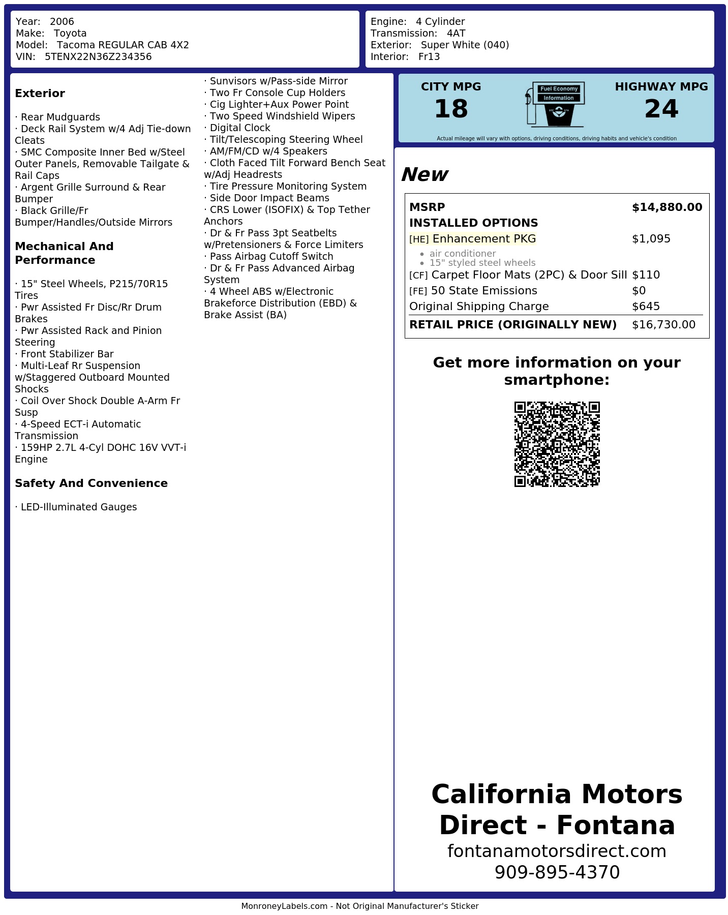 Monroney Label