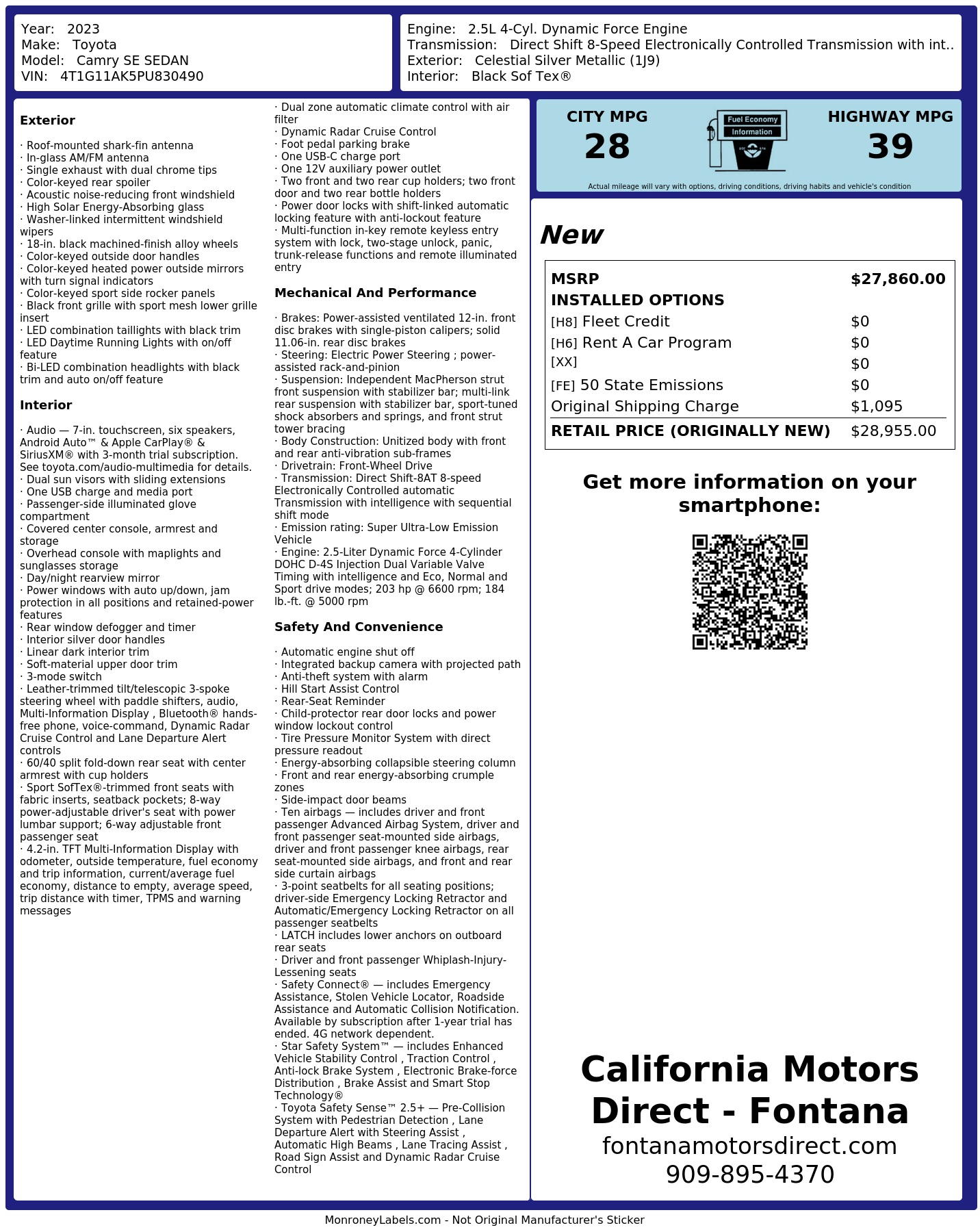 Monroney Label