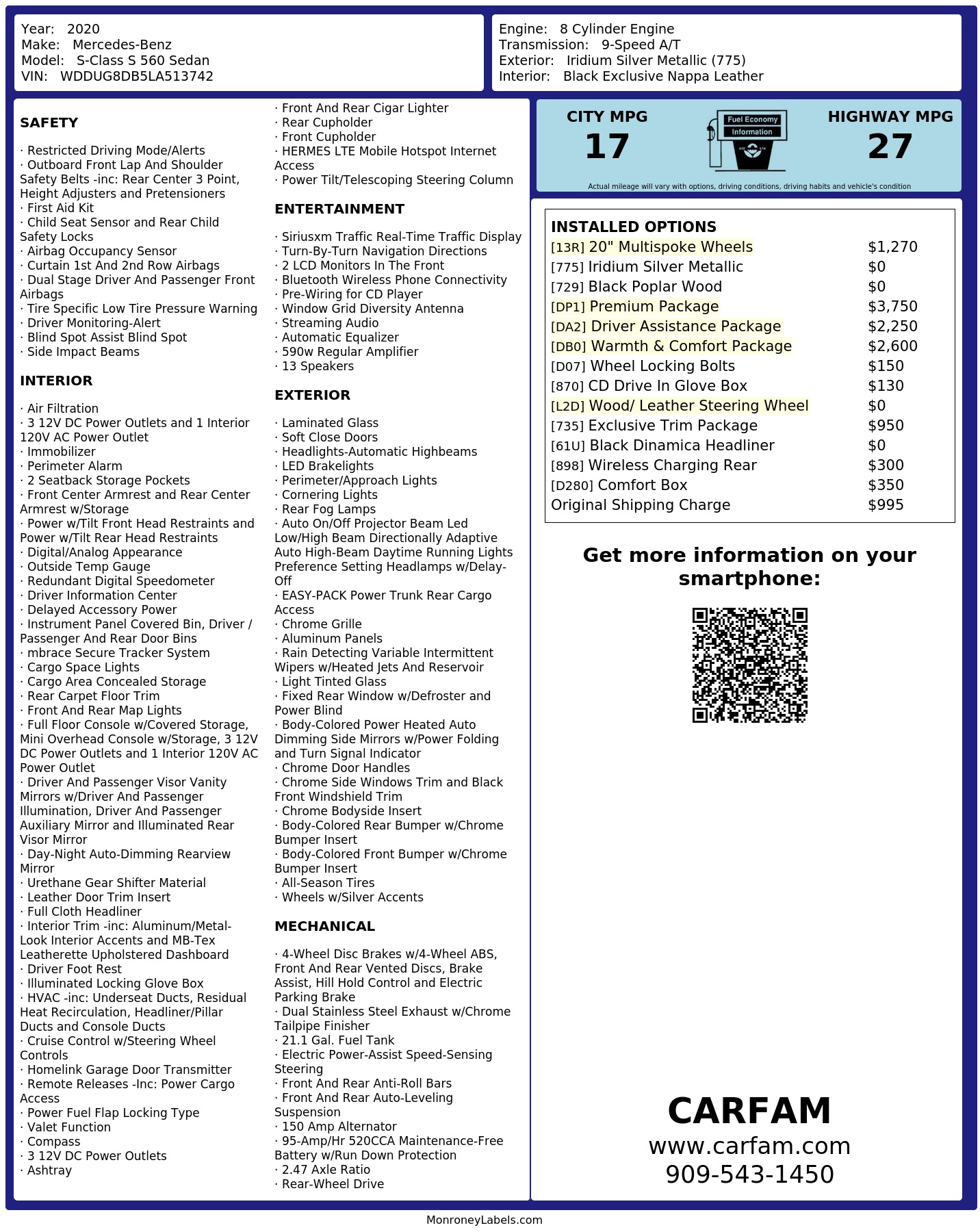 Monroney Label
